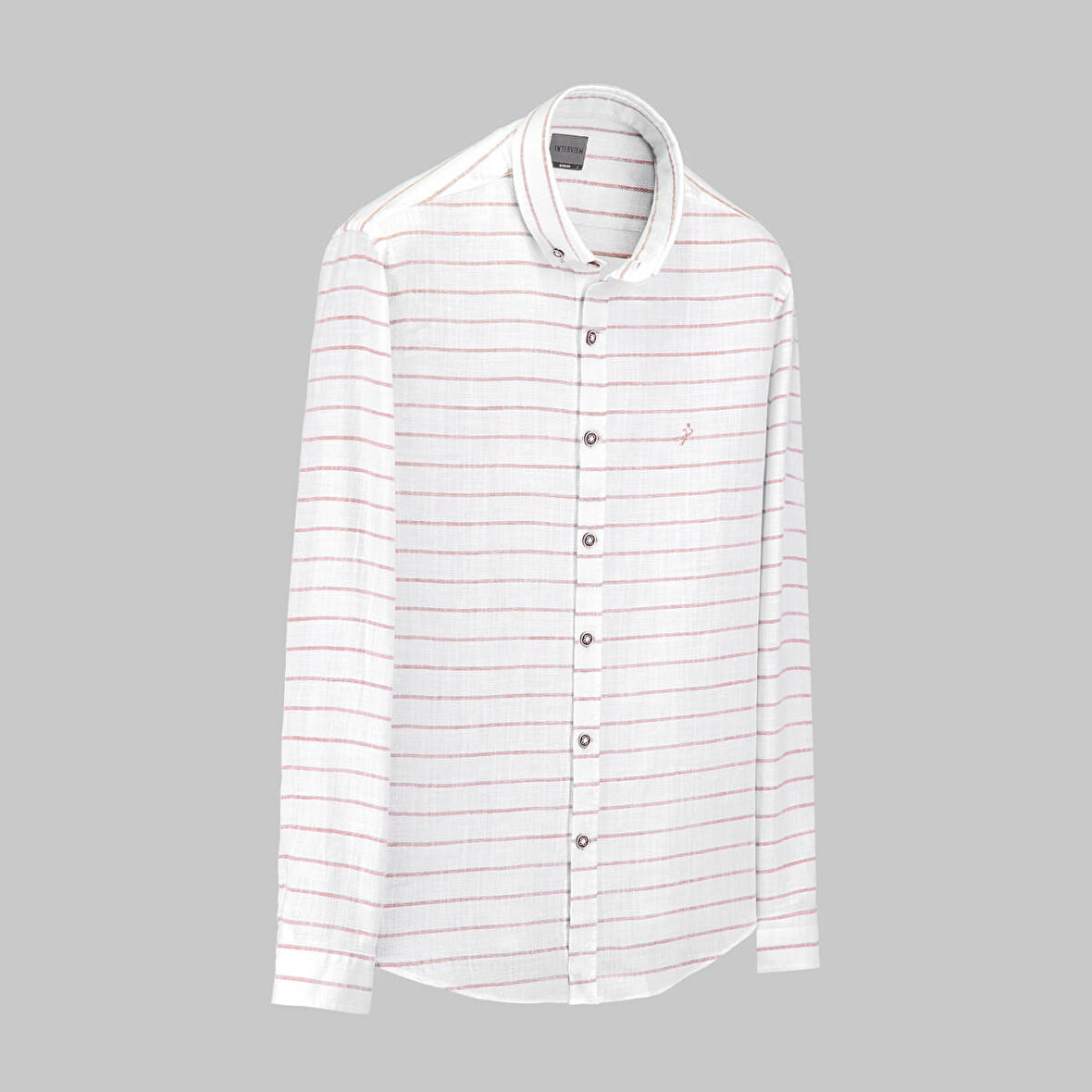 GOIAS UZUN KOL ÇİZGİLİ KIRMIZI GÖMLEK