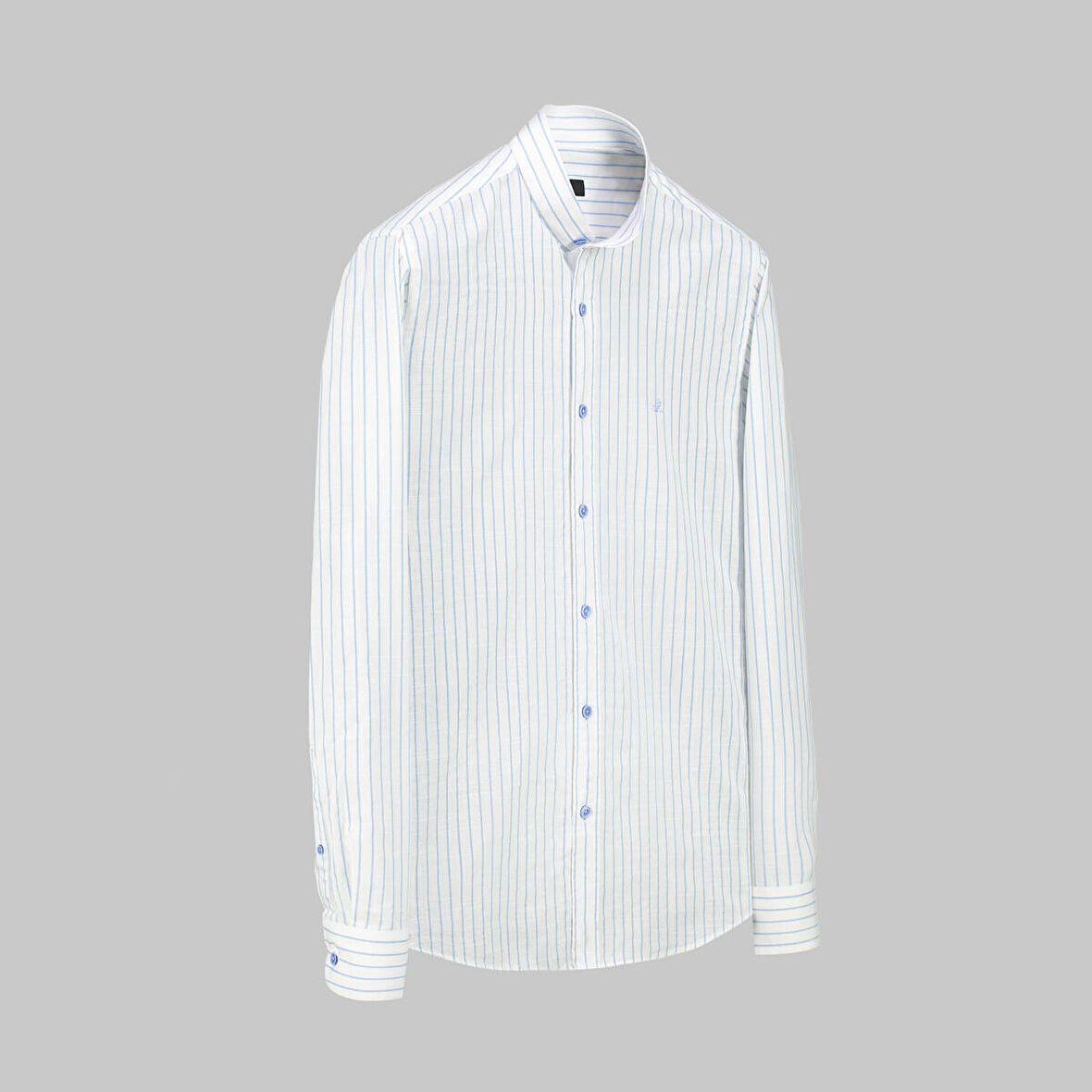 ALN ÇİZGİLİ MAVİ SLİM GÖMLEK