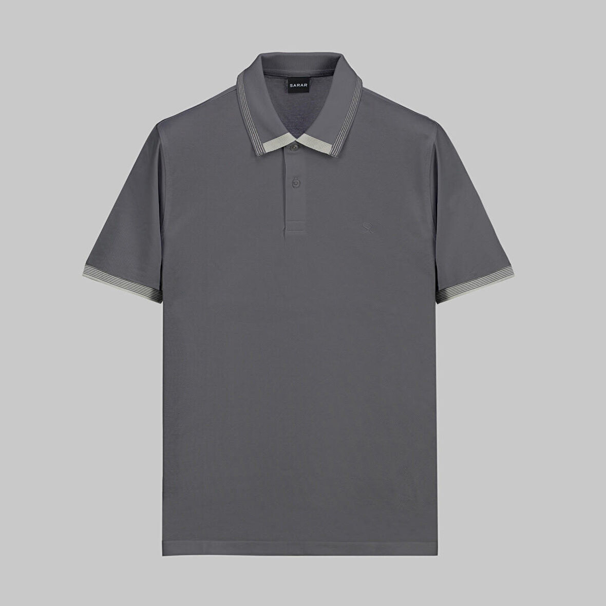 POLO YAKA BİYE DETAYLI GRİ TİŞÖRT