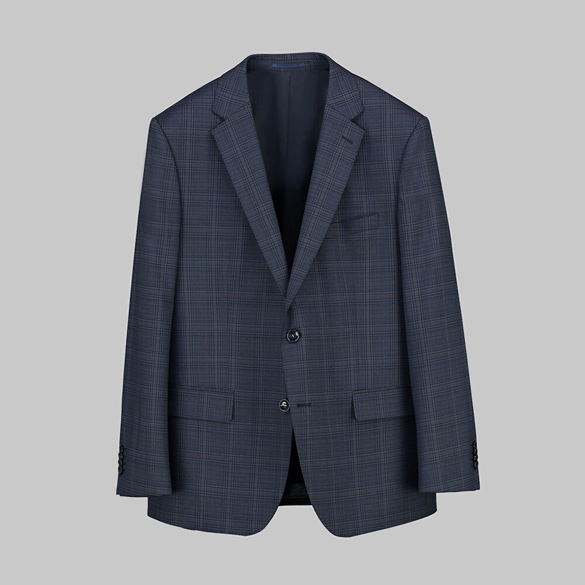 JAM AÇIK LACİVERT KARELİ CEKET