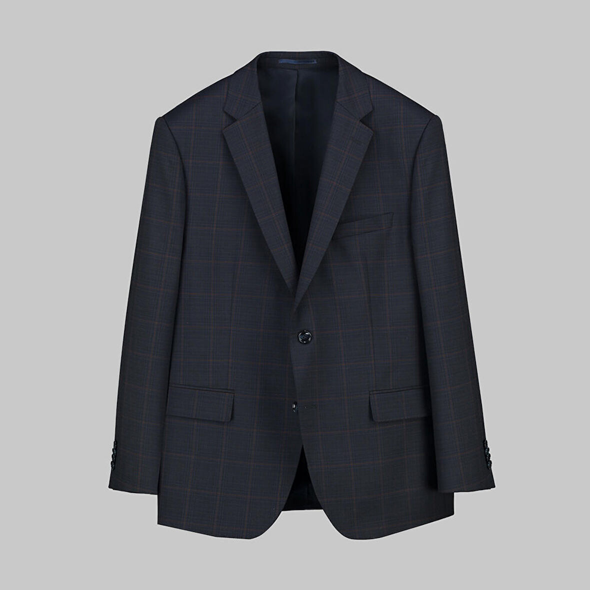 JAM KOYU LACİVERT KARELİ CEKET