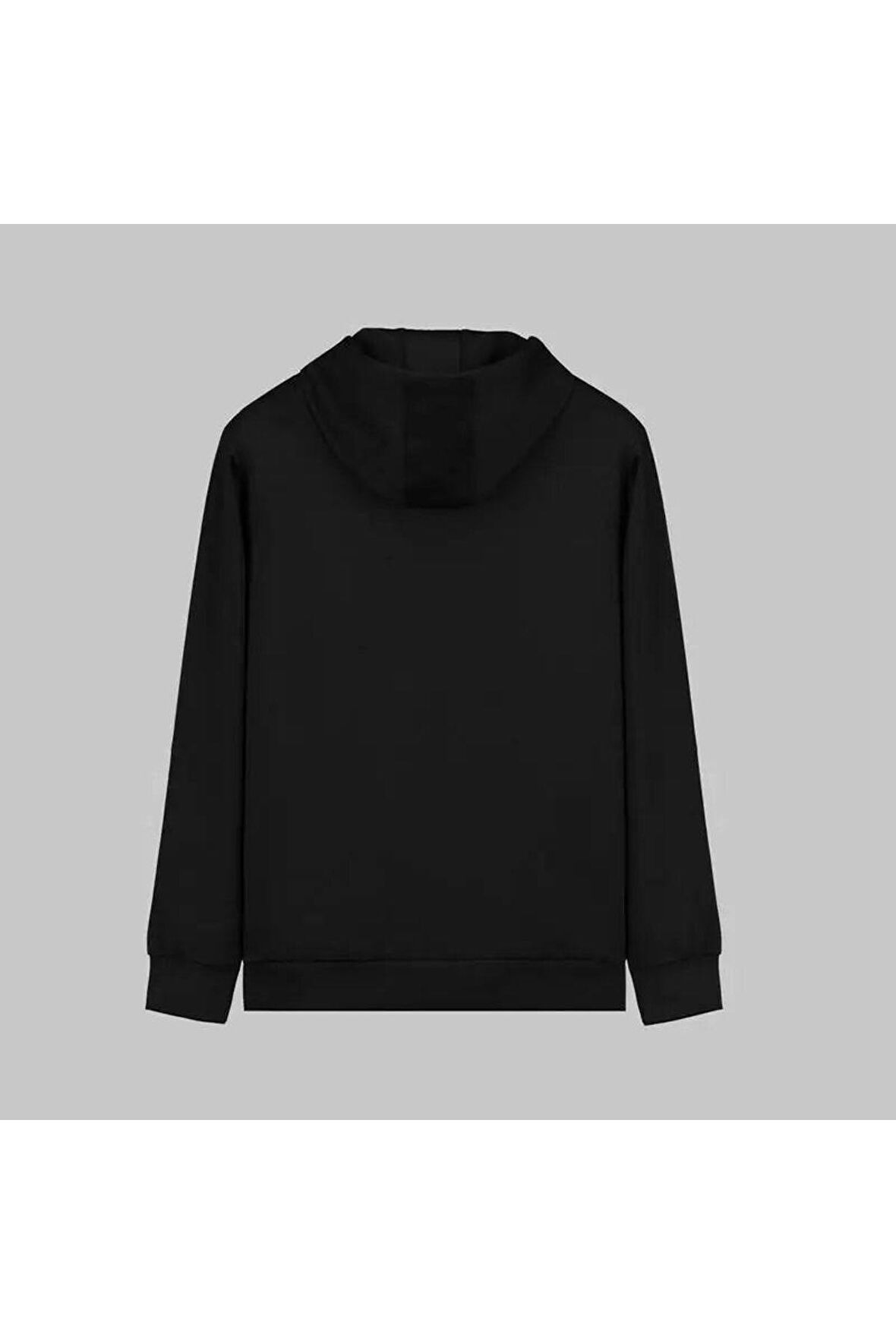 INTERVIEW KAPÜŞONLU FERMUARLI SWEATSHIRT-SİYAH - XXL