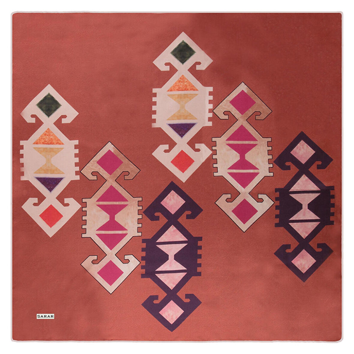 ETNİK DESENLİ TWİLL TABA İPEK EŞARP