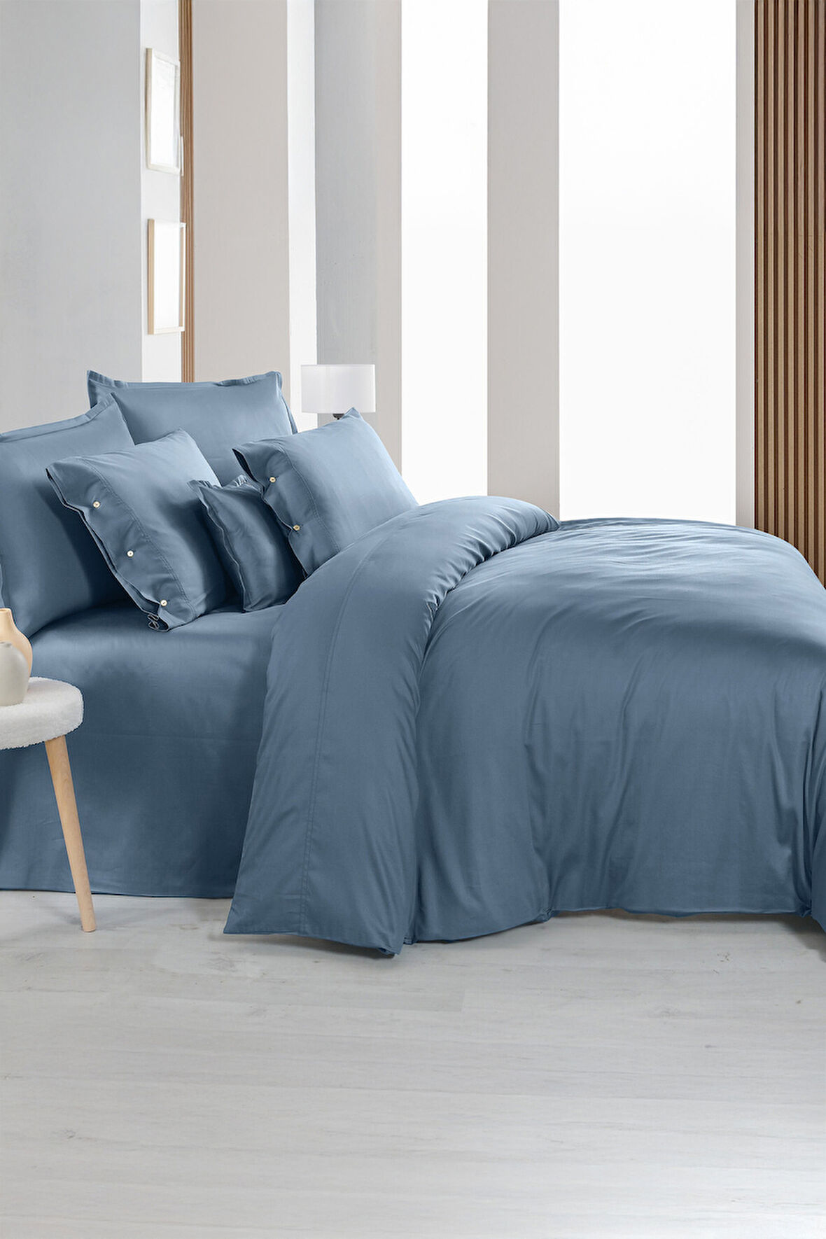 Sarev Monochrome Royal Blue %100 Pamuk Saten Çift Kişilik Nevresim Takımı