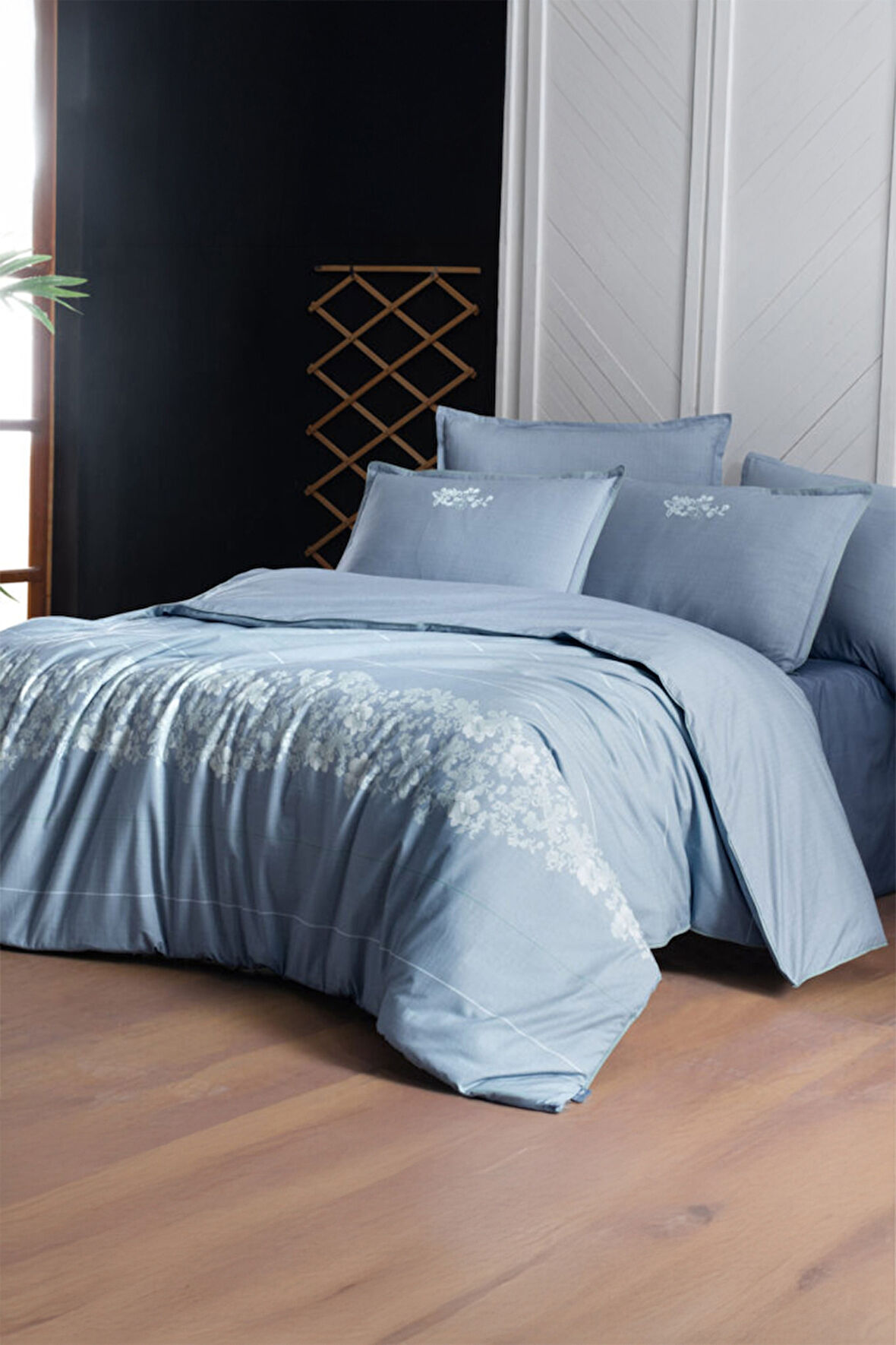 Sarev Sedona Mavi %100 Pamuk Fancy Poplin Çift Kişilik Nevresim Takımı