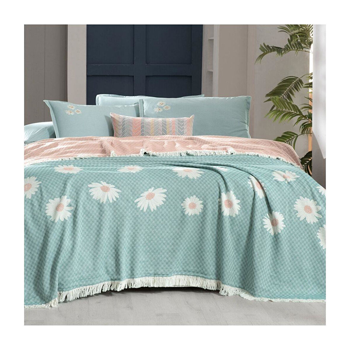 Sarev Bernı Pike Takımı Çift Kişilik 2 Yastık-Yeşil