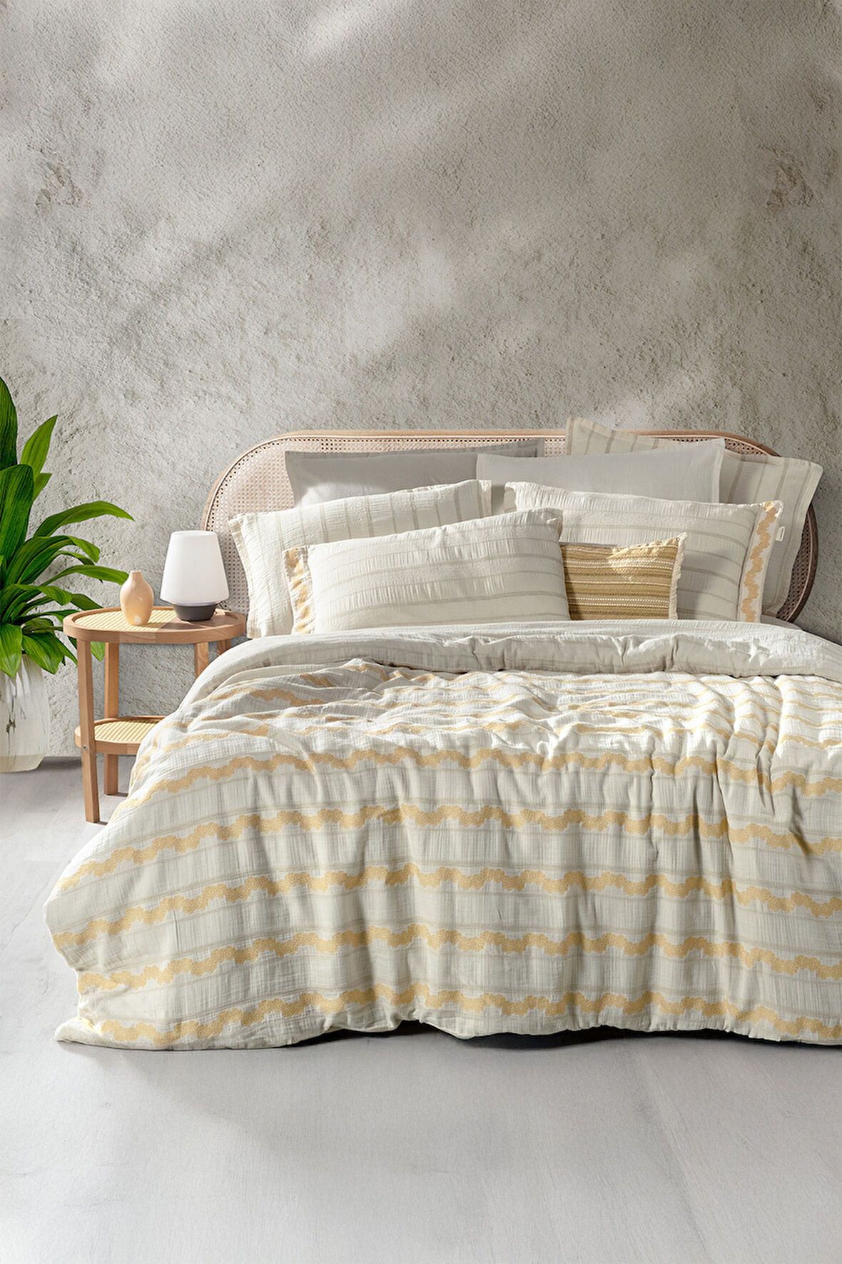 Sarev Mood Comfort Matheo Sarı Çift Kişilik %100 Pamuk Nevresim Takımı