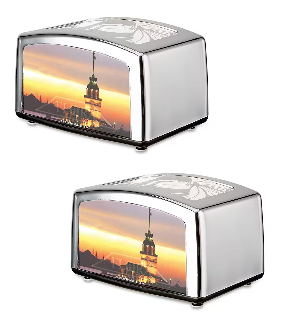 Masa üstü krom yatay dispenser peçetelik - flosoft 2 li peçetelik f031