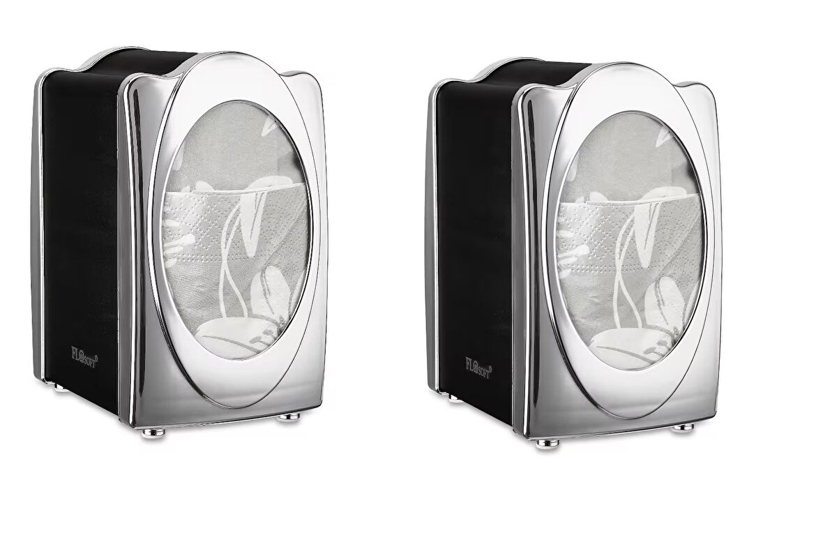 Masa üstü 2 li krom dikey dispenser peçetelik - flosoft peçetelik f057