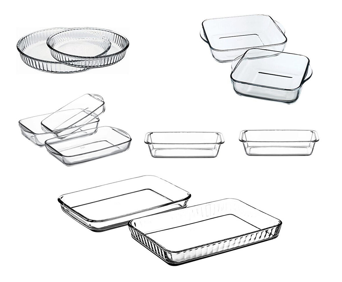 Paşabahçe borcam fırın tepsisi seti - 11 parça borcam çeyiz seti
