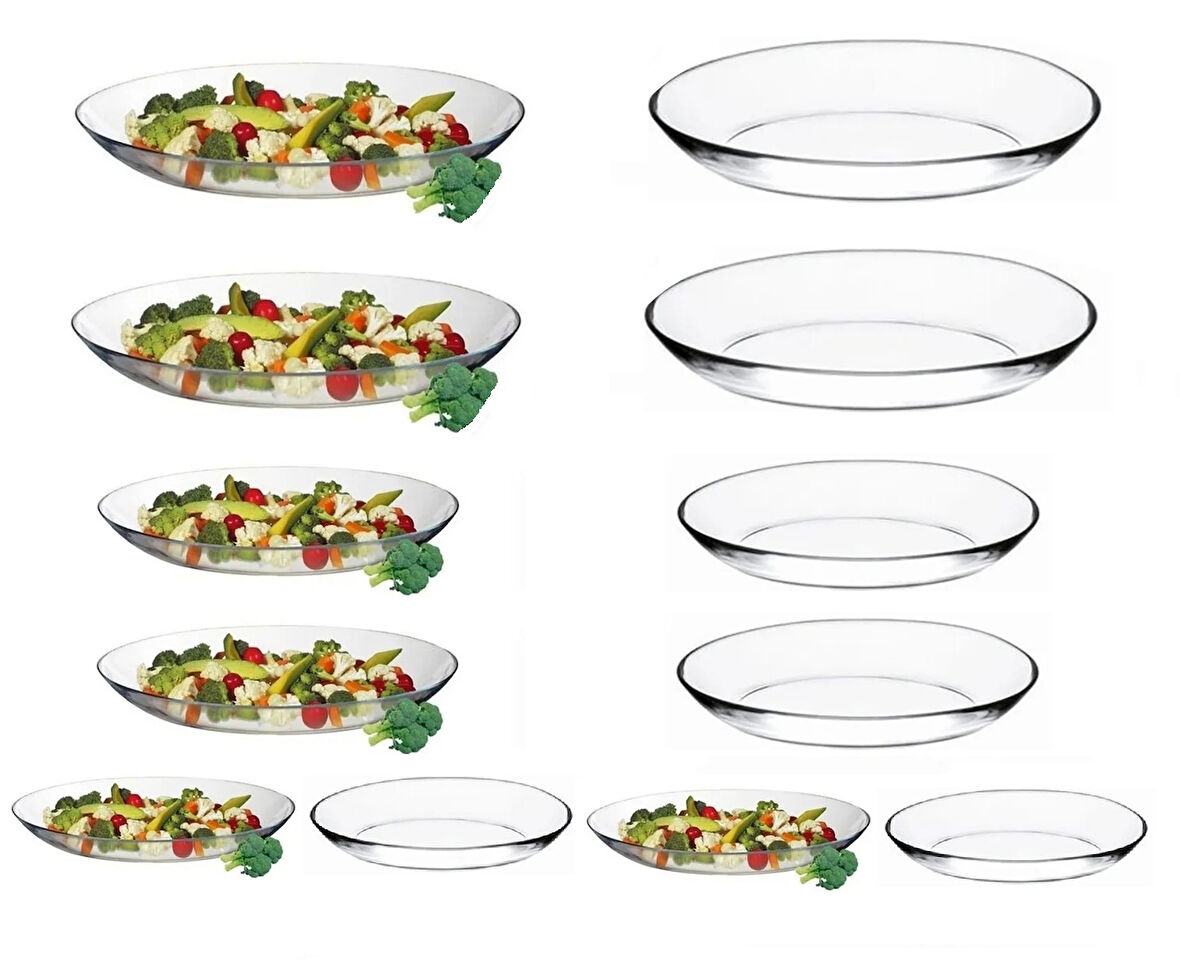 Paşabahçe 12 li cam kayık tabak - cam sunumluk kayık tabağı 3 boy