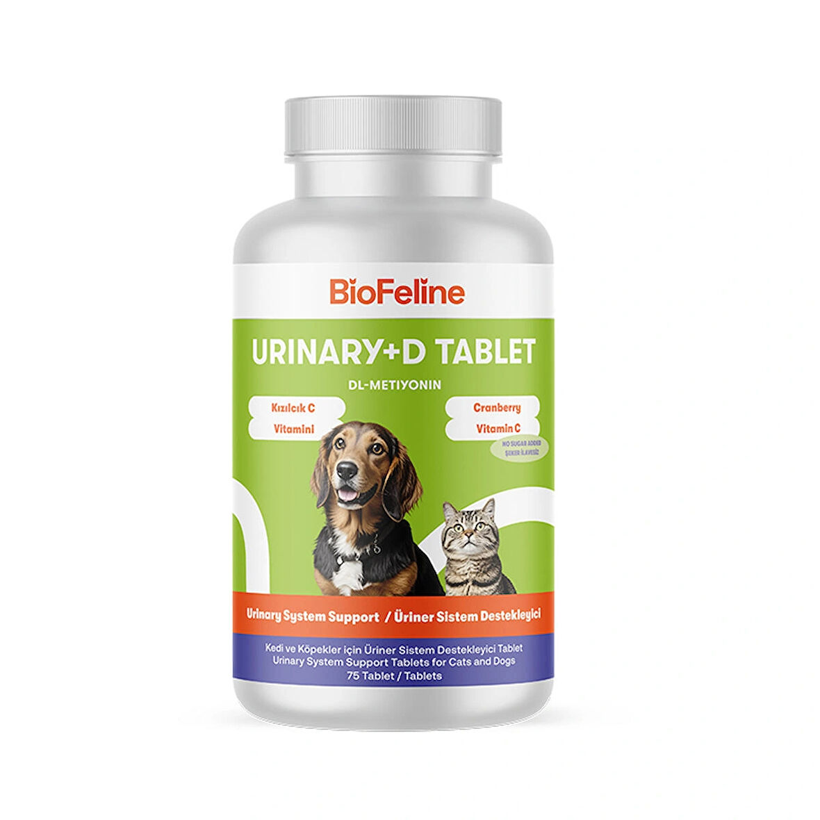 Biofeline Urinary+D Tablet Kedi ve Köpekler İçin İdrar Yolu Düzenleyen Bağışıklılık Sistemi Güçlendirici Tableti 75 adet