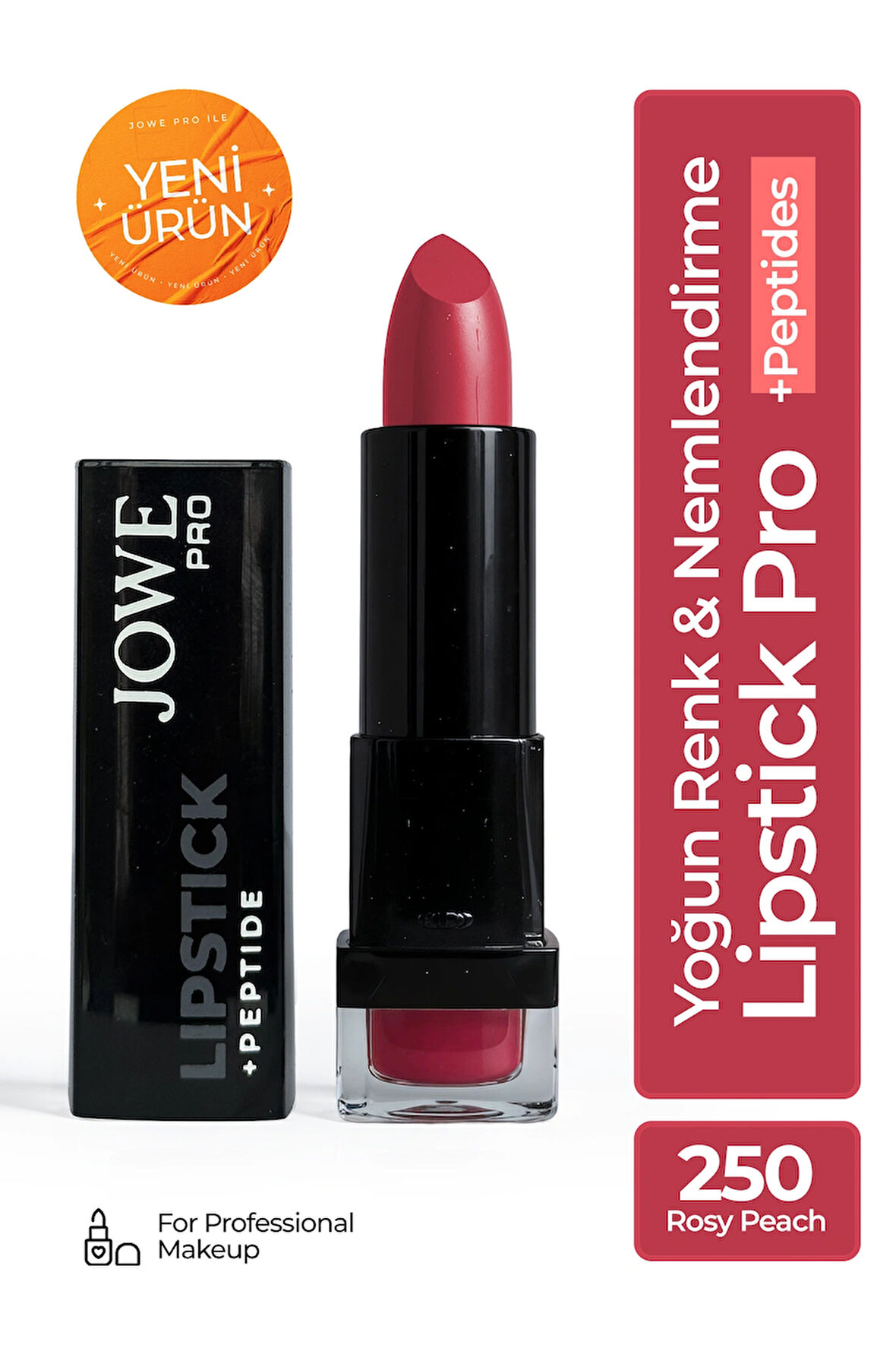 Jowe Professional Yoğun Renk Ve Nemlendirme Sağlayan Peptide İçerikli Ruj - 250 Rosy Peach