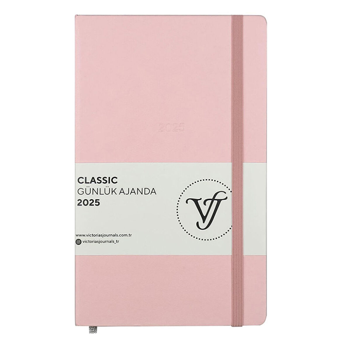 Victoria's Journals Classic 2025 Günlük Ajanda 13x21 cm Sert Kapak Pembe 124-1453