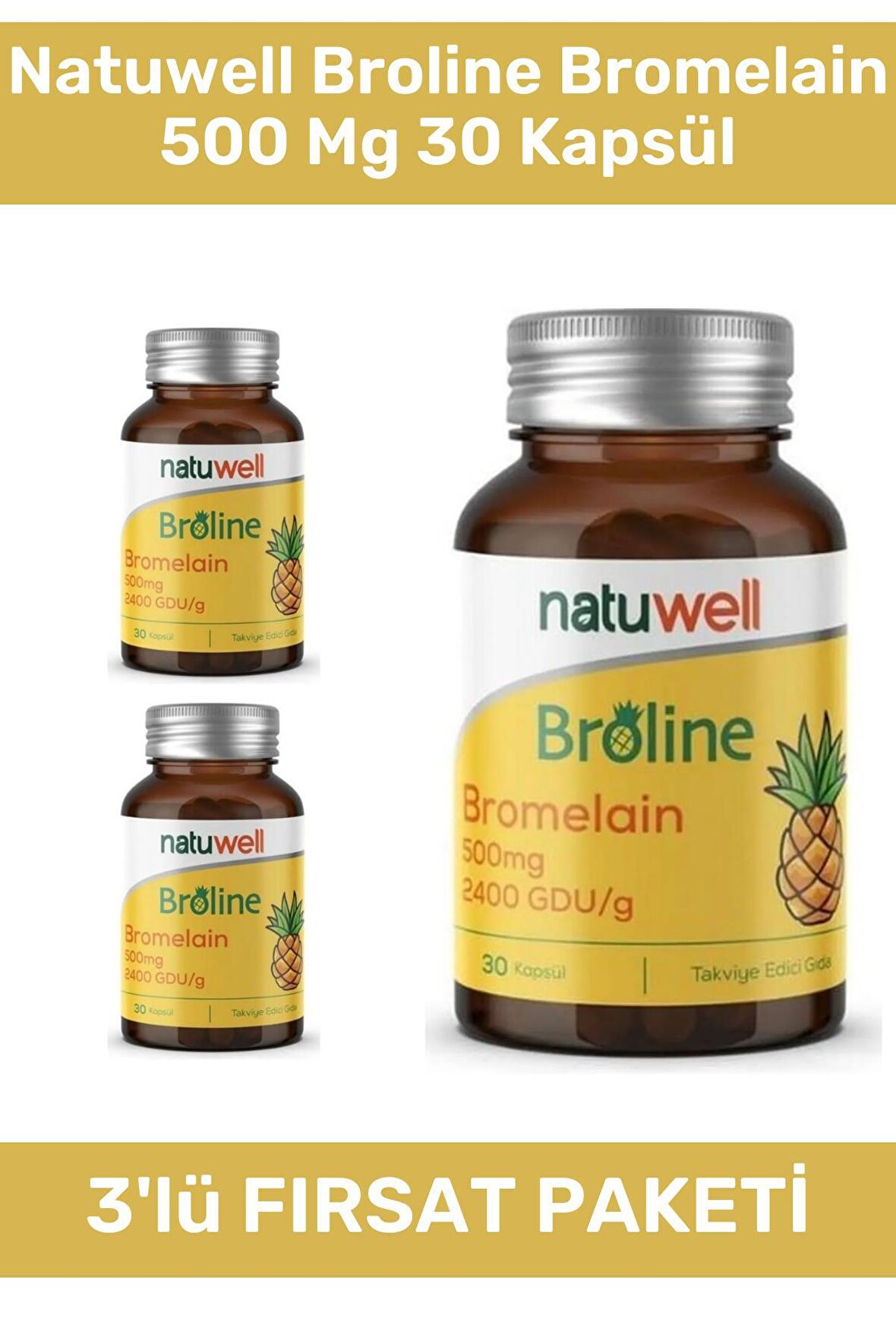 Natuwell Broline Bromelain 500 Mg 30 Kapsül - 3 Adet