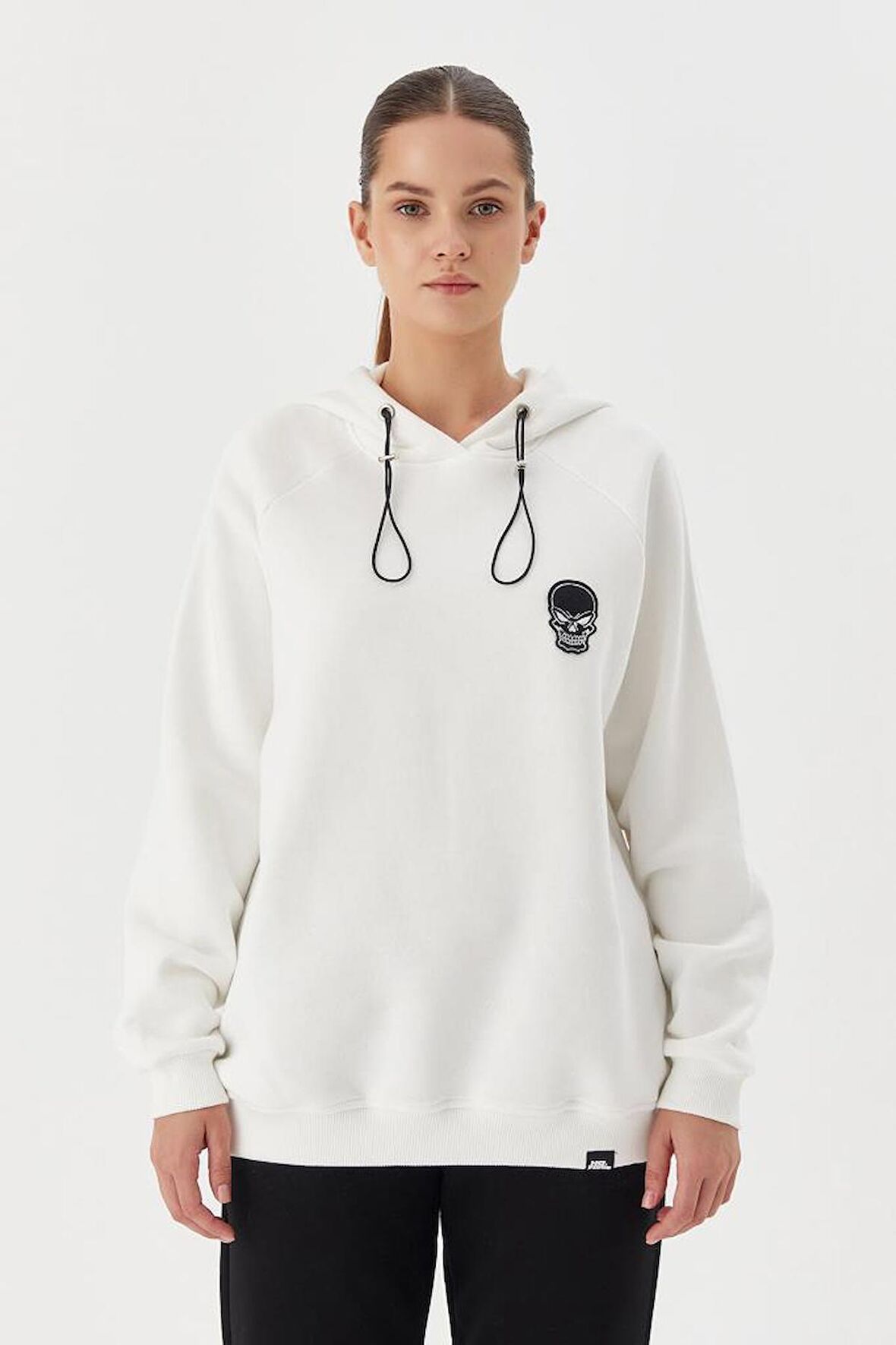 No Fear Kadın Sweatshirt Oversize Kapüşonlu Beyaz 72478