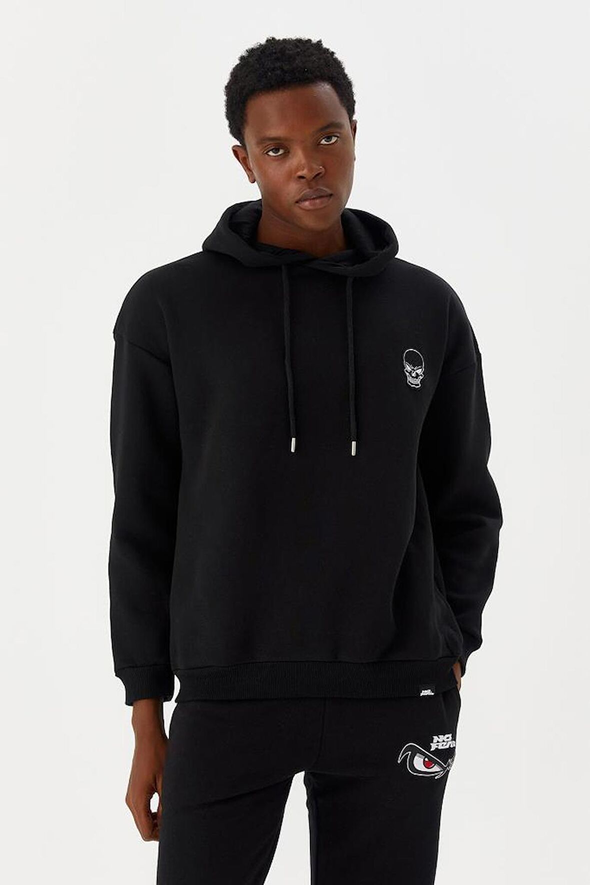 No Fear Erkek Sweatshirt Kapüşonlu Siyah M500241