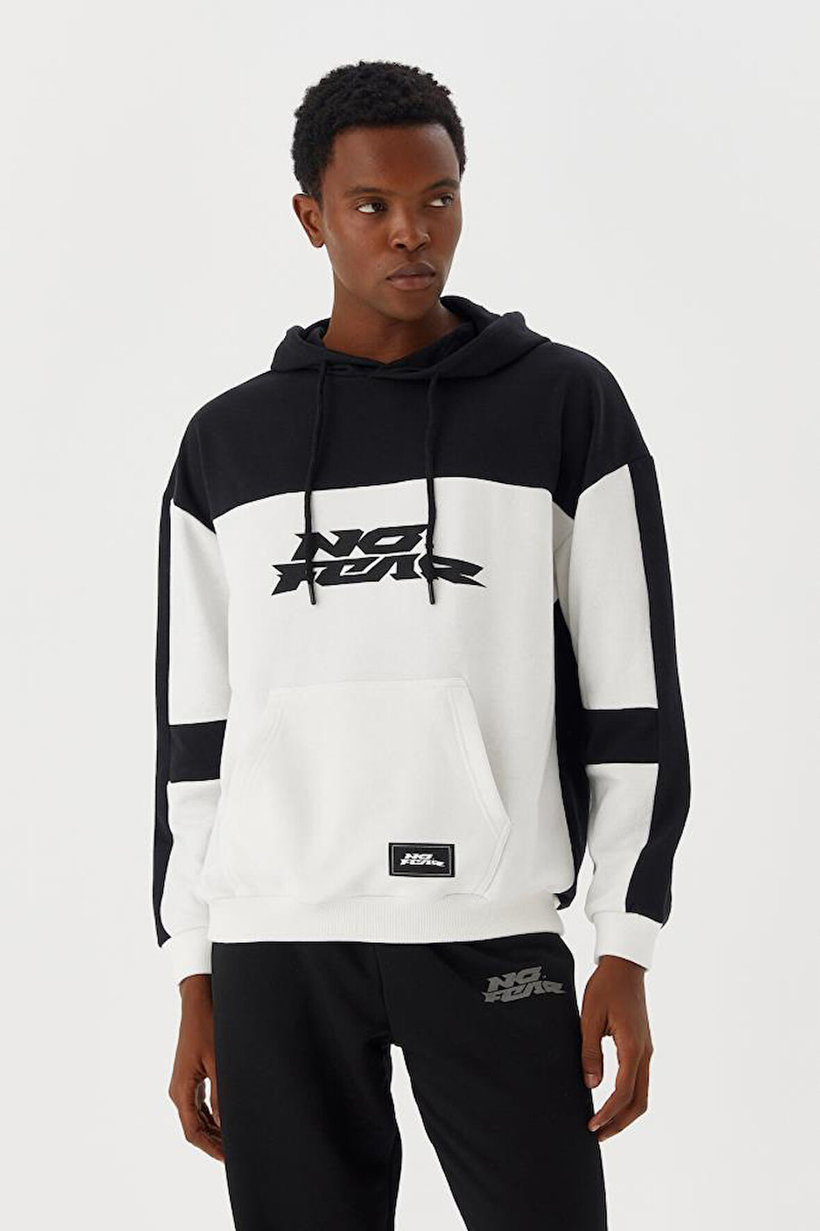 No Fear Erkek Sweatshirt Kapüşonlu Siyah Beyaz M500272