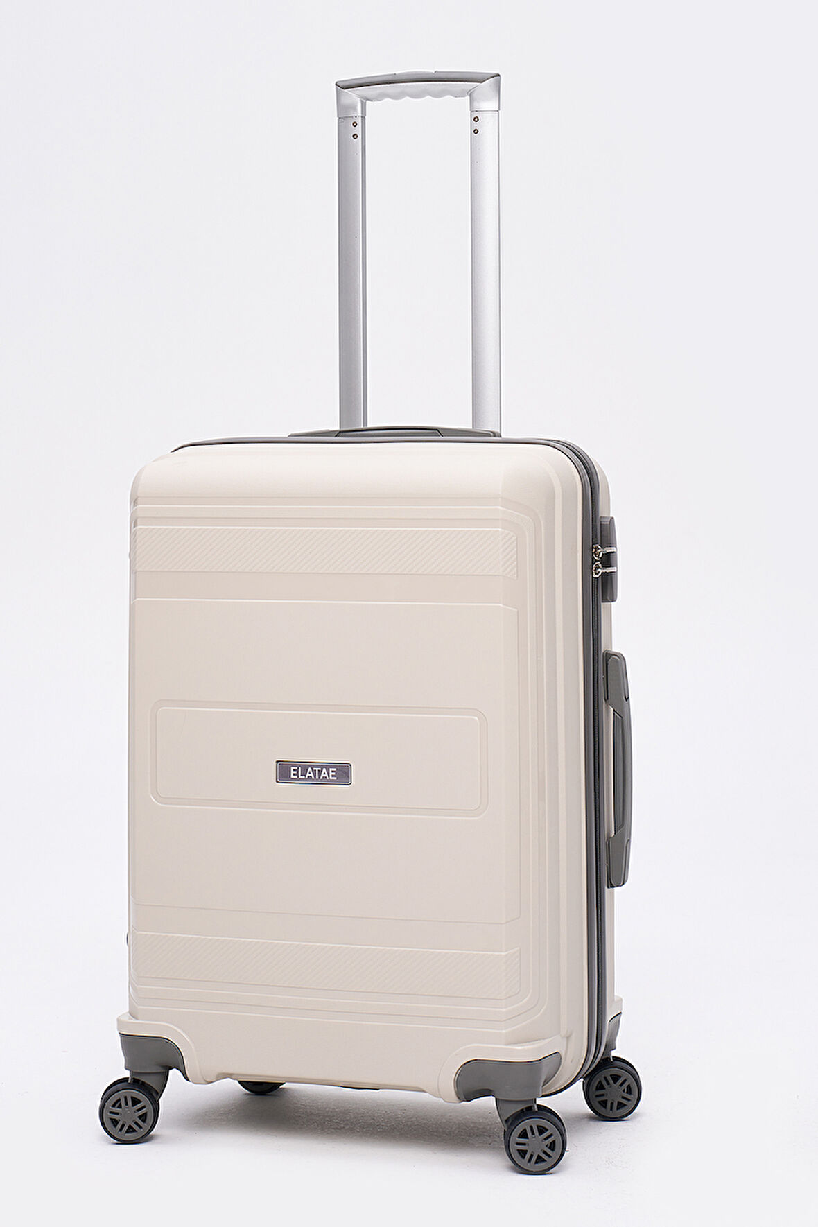 Elatae Premium Polipropilen Orta Boy Kırılmaz Valiz Bej - Antrasit V305