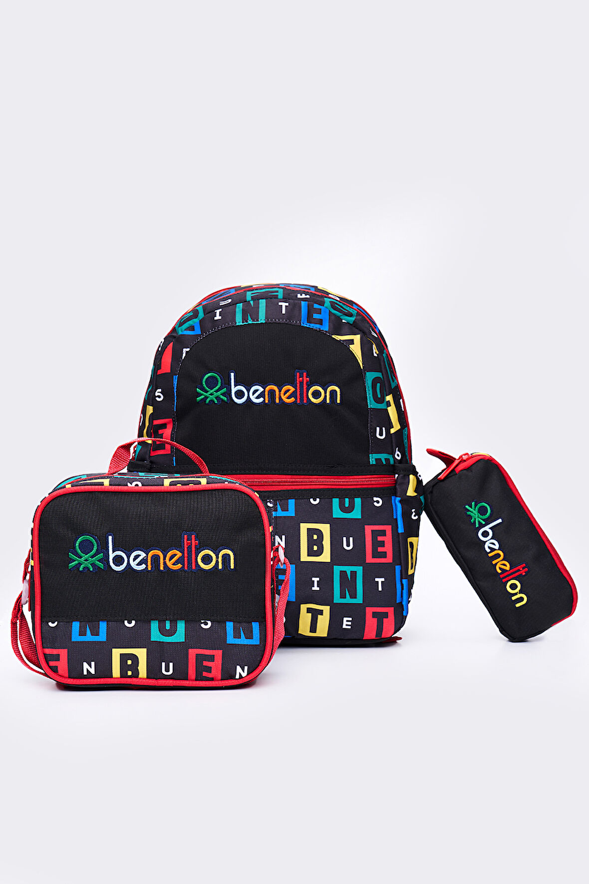 United Colors Of Benetton Erkek Çocuk 3'lü Okul Seti İlkokul Çantası & Beslenme & Kalemlik 13169