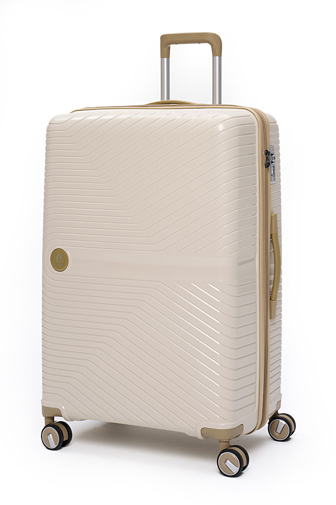 Elatae Exclusive Pro Polipropilen Büyük Boy Kırılmaz Valiz Bej - Vizon 5239