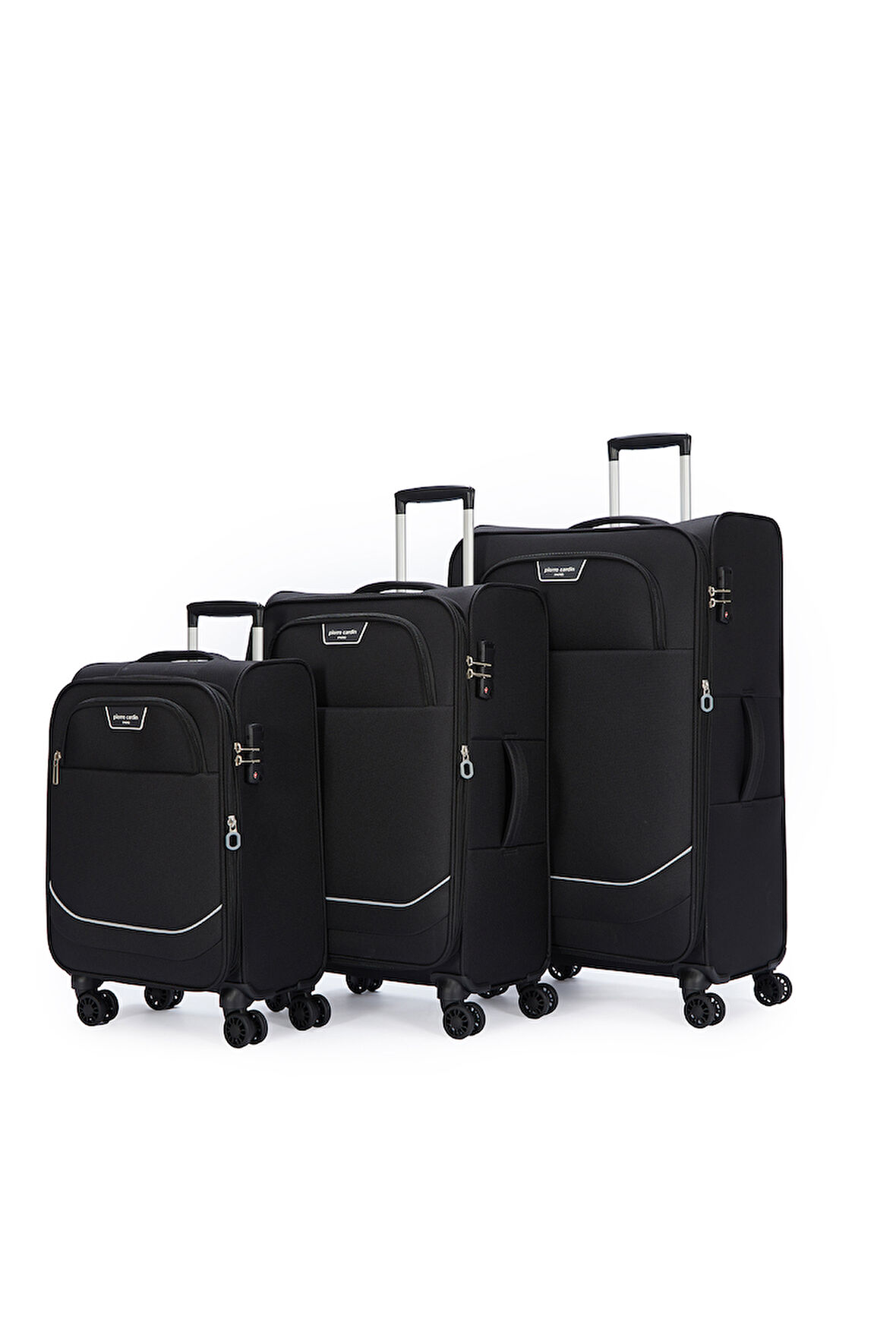 Pierre Cardin Ultra Light 3'lü Valiz Seti Büyük - Orta ve Kabin Boy Siyah PC7050