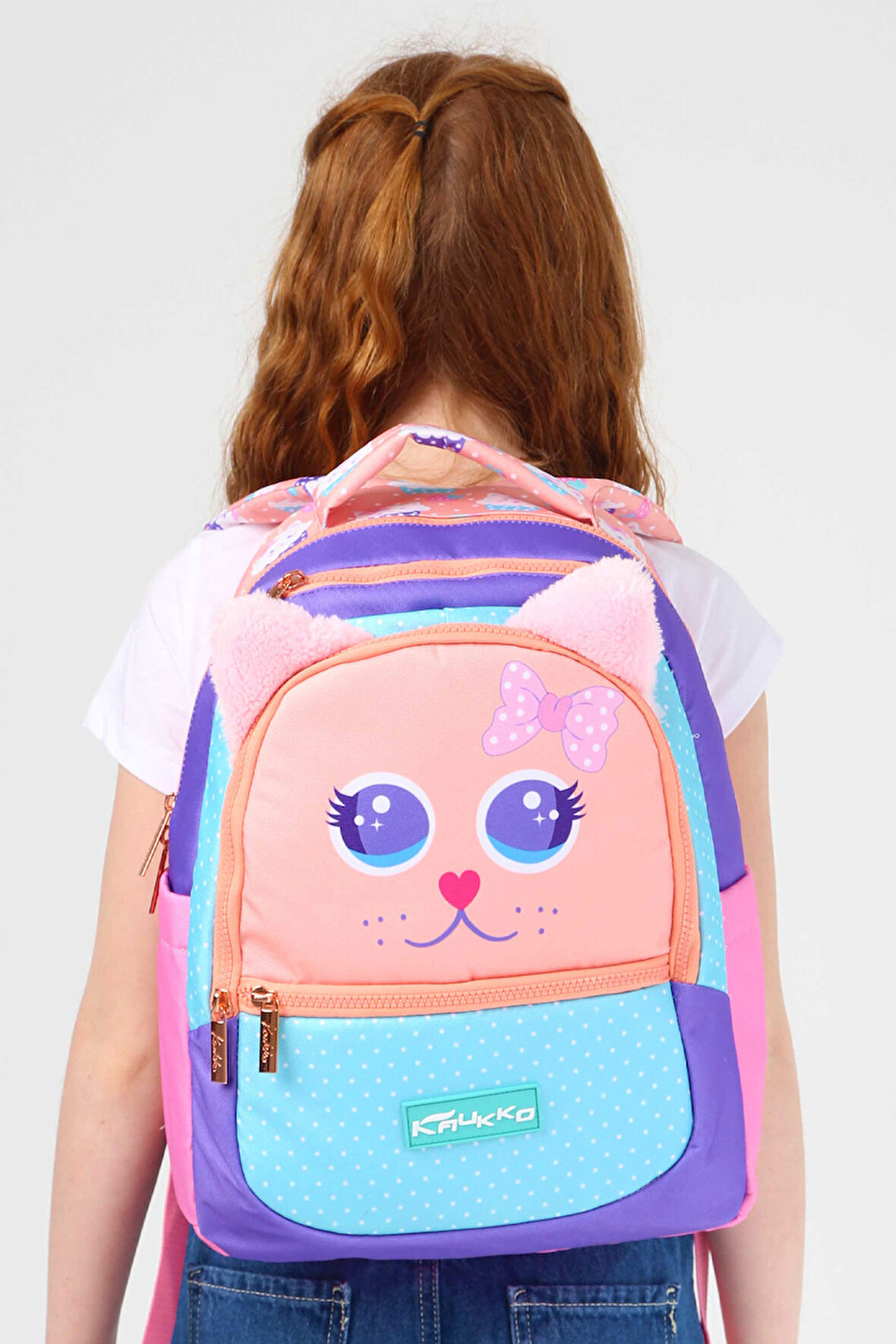 Elatae Su Geçirmez Kumaş Kız Çocuk Çok Gözlü Ortopedik Sırt Okul Çantası L5142