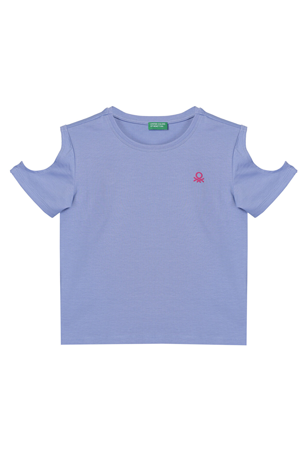 Kız Çocuk Kol Yırtmaçlı T-Shirt - Mavi  | 6-7