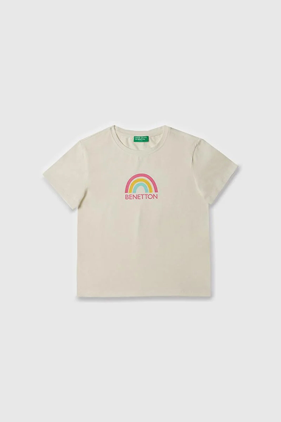 United Colors of Benetton Kız Çocuk T shirt Beyaz BNT-G21814