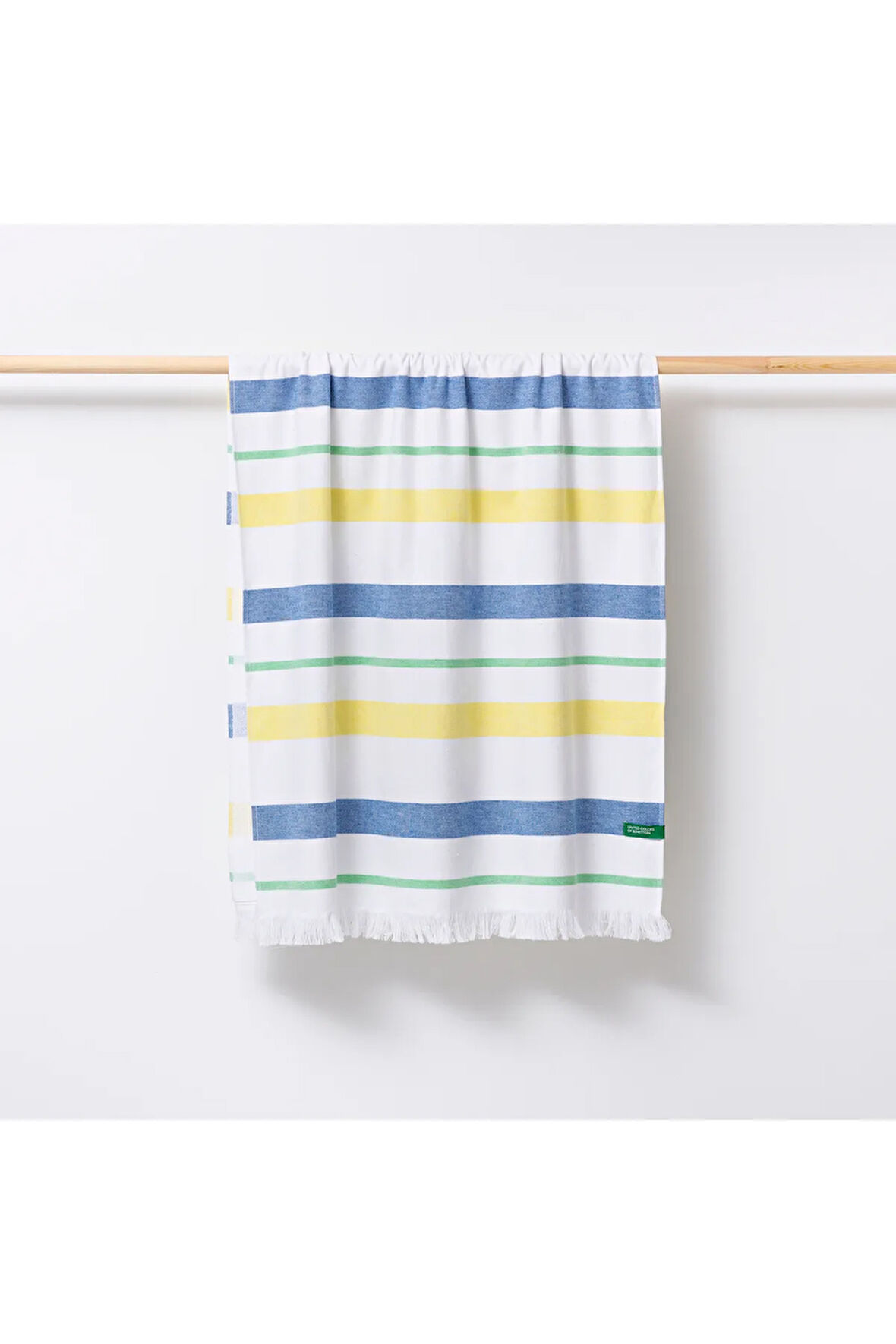 Banyo Peştemal Havlu Çizgili Yeşil Sarı Mavi %100 Pamuk 80x165 cm