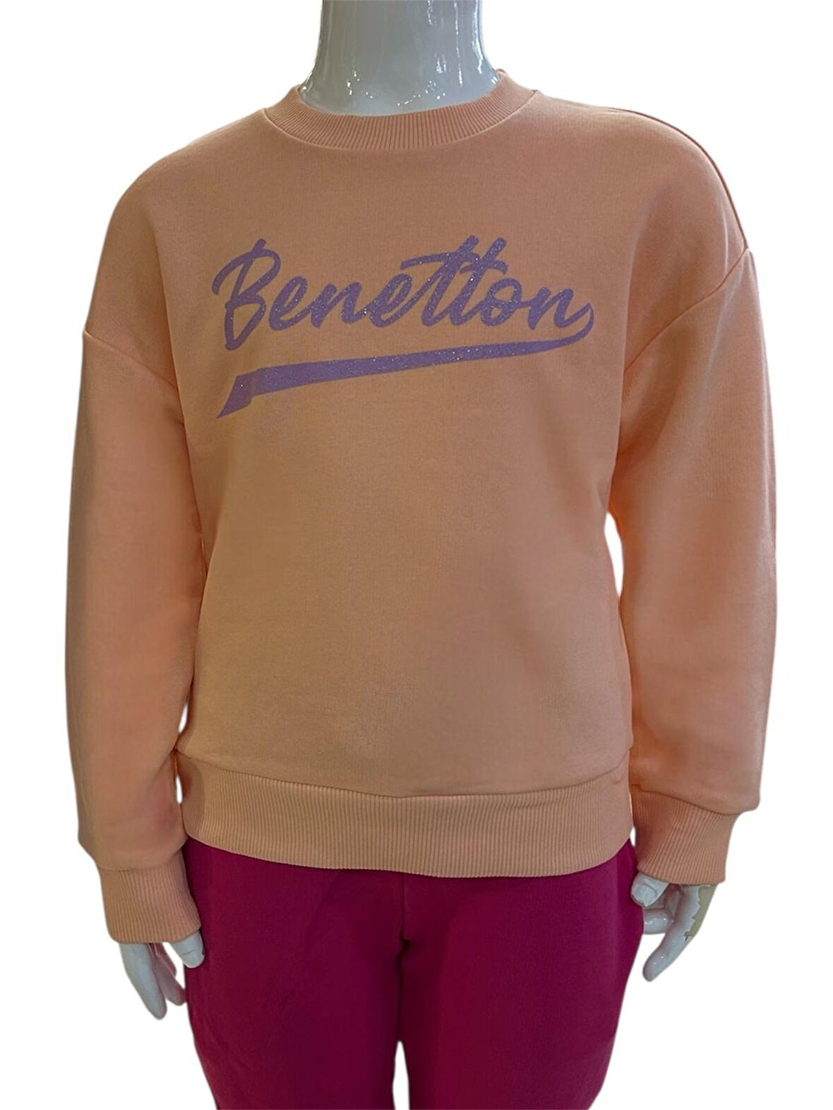 Benetton Kız Çocuk Somon Sweatshirt