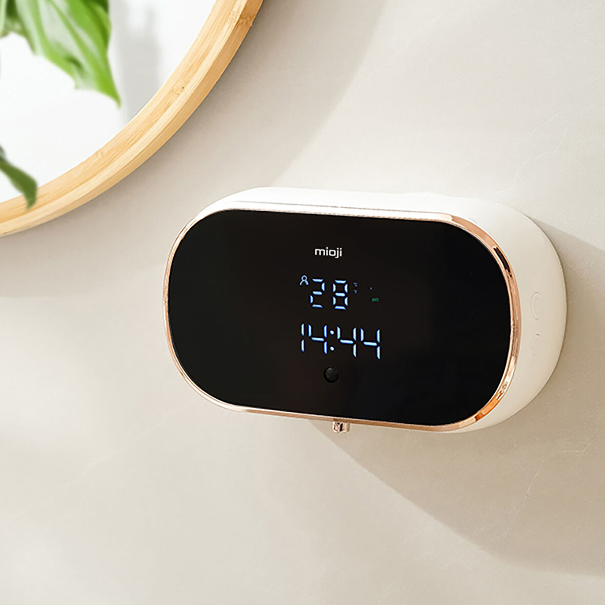 Mioji Mio SM01 Saatli 2000mAh Şarjlı Dijital Ekranlı 350ml Köpük Sabunluk Dispenser - Beyaz
