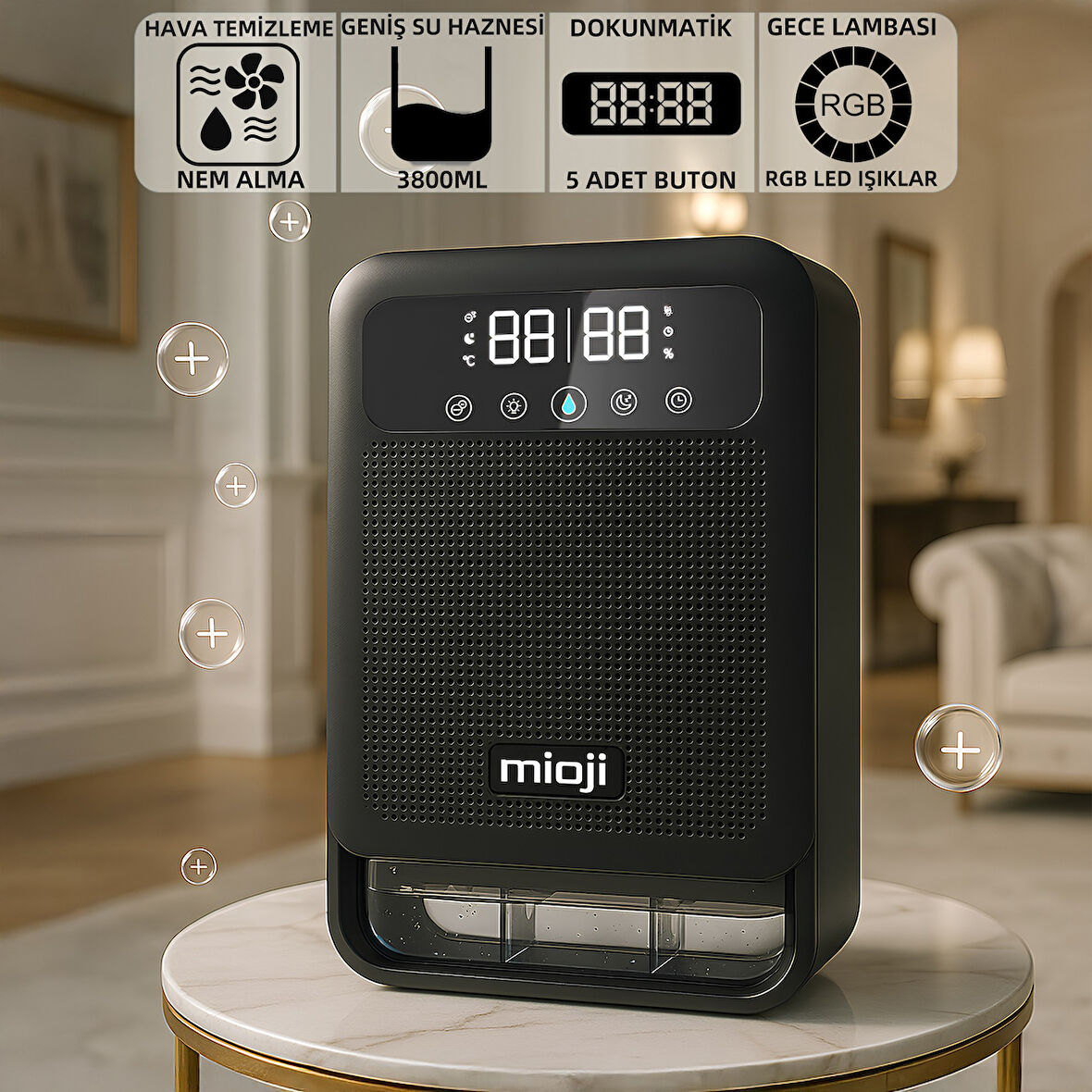 Mioji Mio 30NEC Pro 3.8 Litre Çift Göstergeli Nem Alma ve İyon Hava Temizleme Cihazı - Siyah