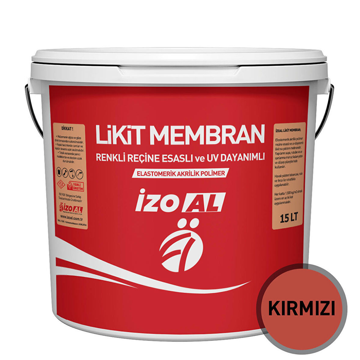 İZOAL 15 LT Elastomerik Reçine Esaslı ve UV Dayanımlı Likit Membran Kırmızı