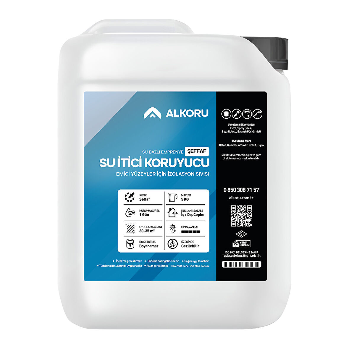 ALKORU 5 KG Şeffaf Emici Yüzeyler İçin Su İtici ve Koruyucu Malzeme