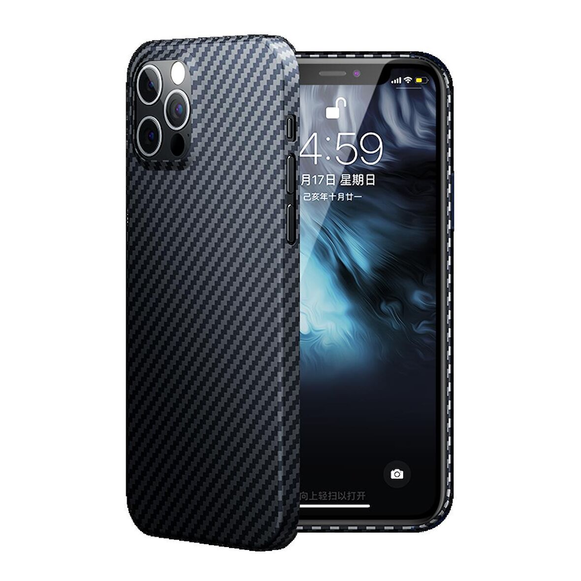 Apple iPhone 12 Kılıf Karbon Desenli Benks Aramid Kapak
