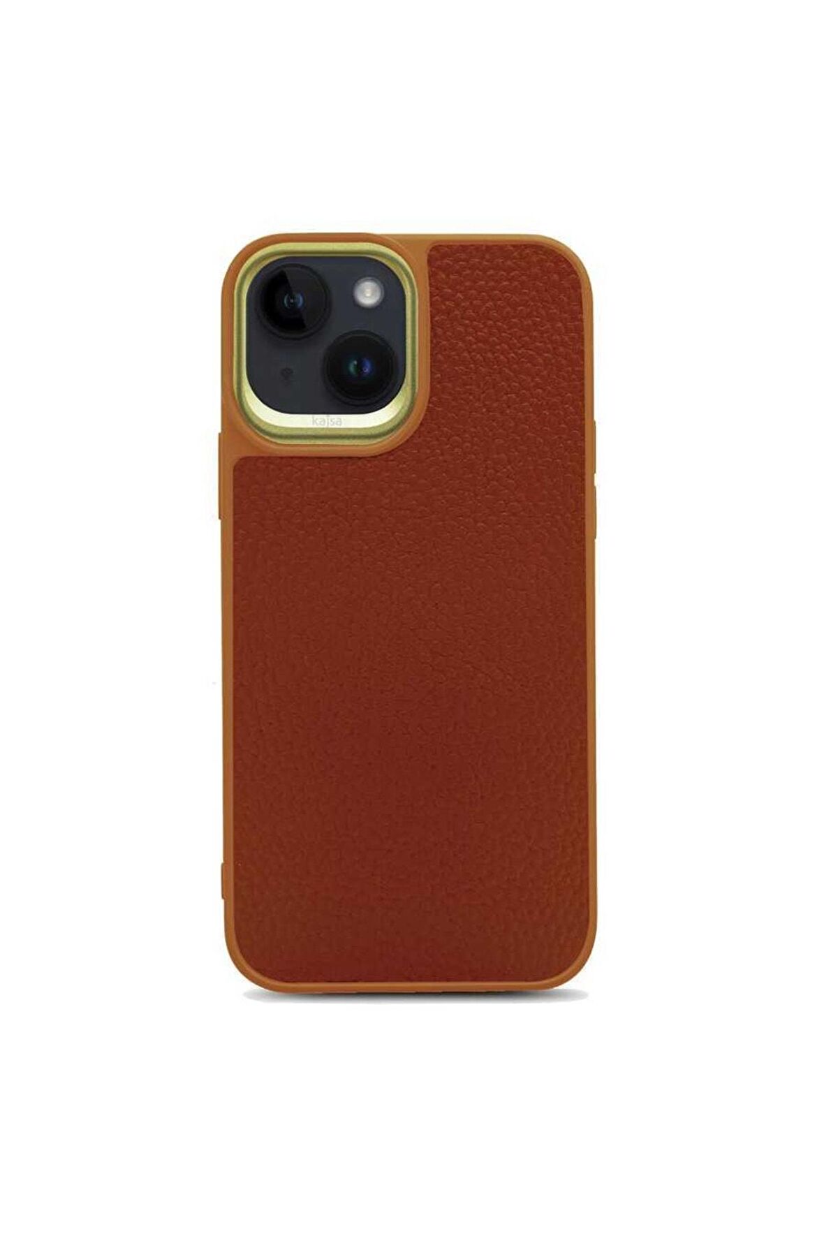 Apple iPhone 14 Plus Kılıf Soft Deri Metal Kamera Çerçeveli ​kajsa Litchi Kapak