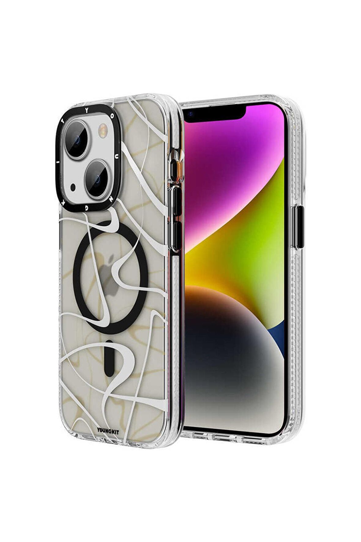 YoungKit iPhone 13 Uyumlu Kılıf Magsafe Şarj Özellikli Youngkit Water-Ink Serisi Kapak