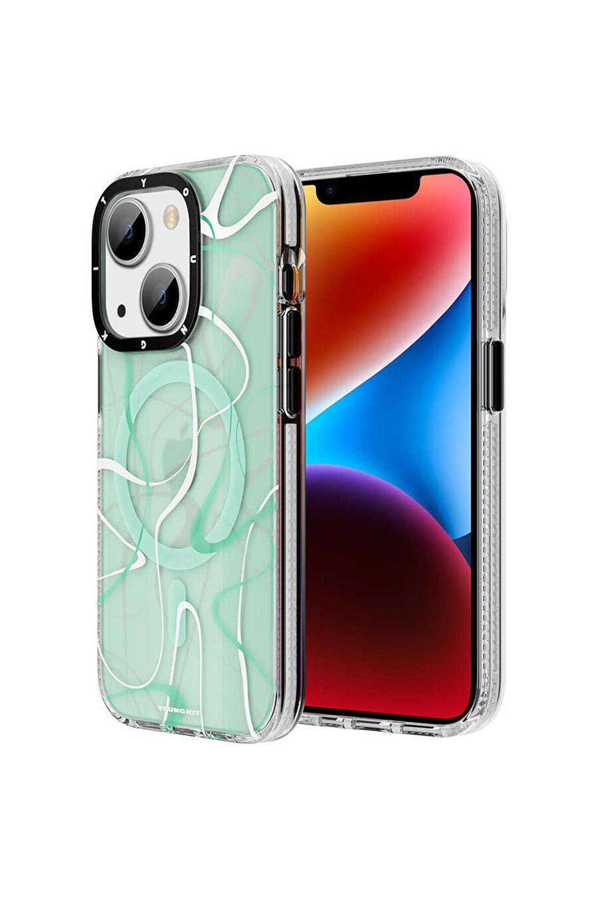 YoungKit iPhone 13 Uyumlu Kılıf Magsafe Şarj Özellikli Youngkit Water-Ink Serisi Kapak