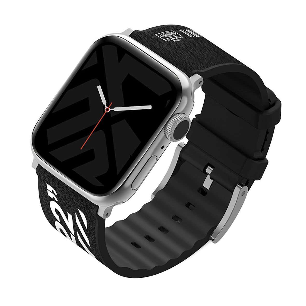 Watch 7 45mm Kordon SkinArma Taihi Sora Yazı Desenli Deri Görünümlü Silikon Strap Kayış Siyah