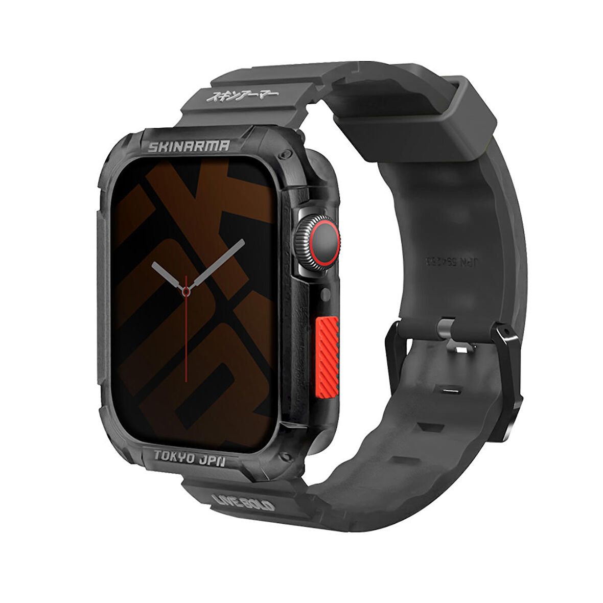 Watch 7 45mm Kordon SkinArma Kurono Sert PC Kasa Koruyucu ve Shokku Silikon Strap Kayış Füme