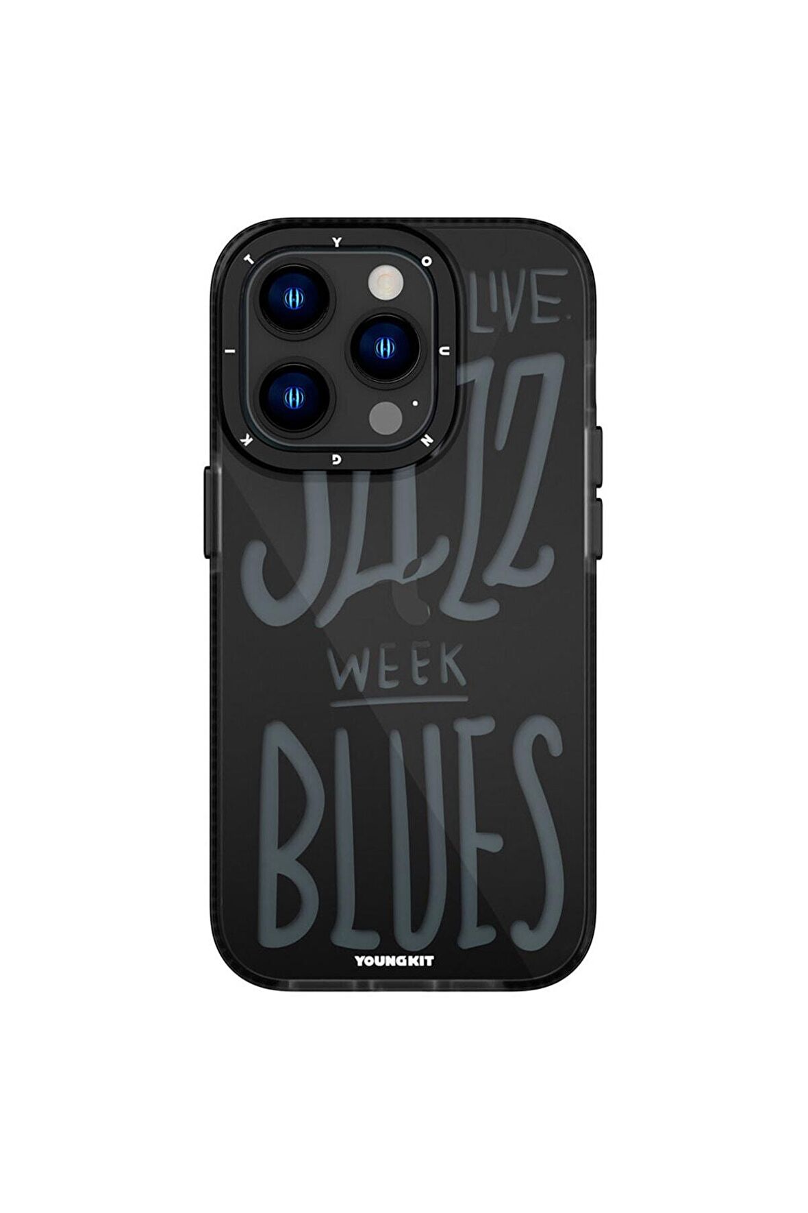 YoungKit iPhone 14 Pro Uyumlu Kılıf Şeffaf Renkli Yazı Temalı Tasarım Youngkit Jazz Serisi Kapak