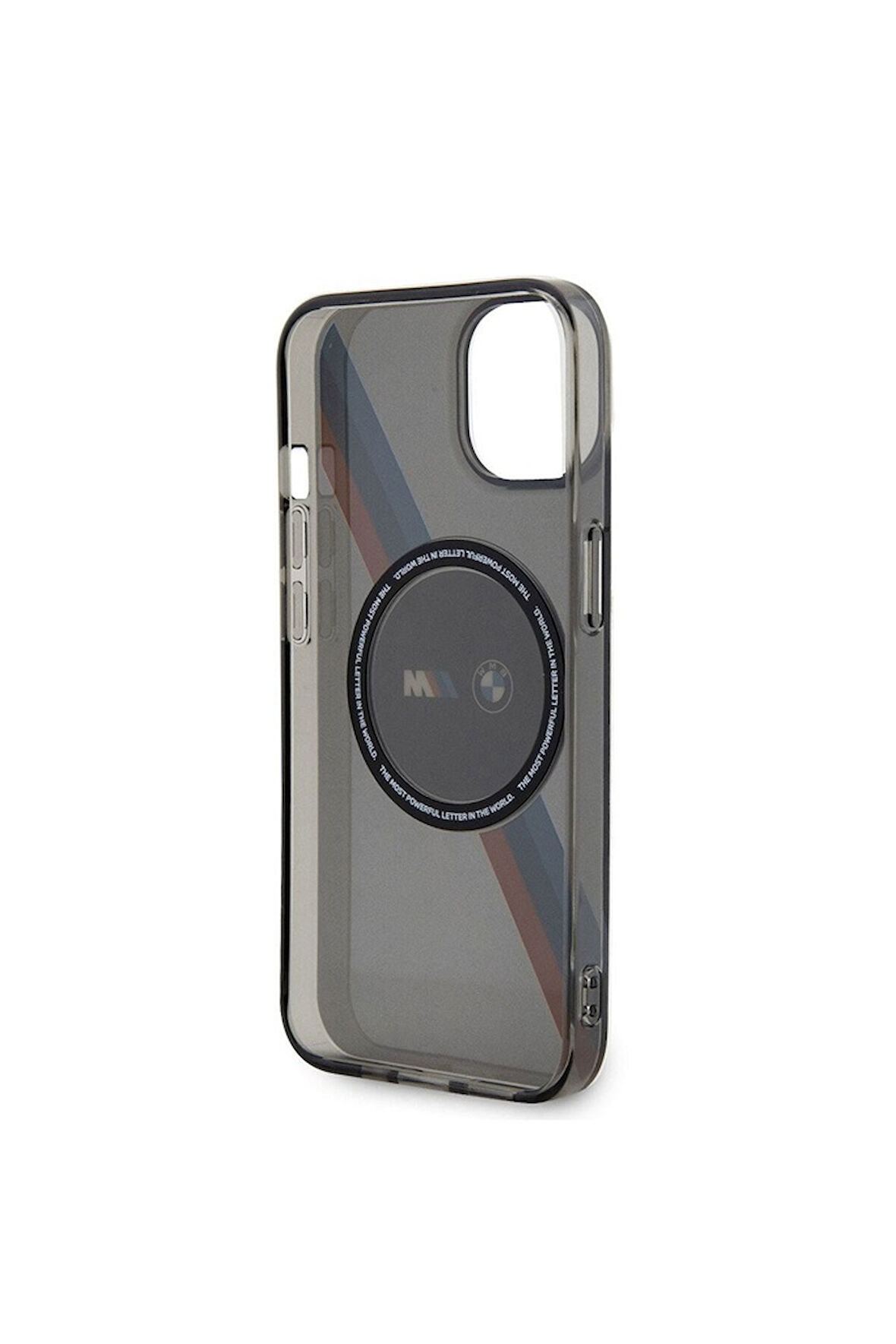 Apple iPhone 14 Uyumlu Kılıf BMW Magsafe Şarj Özellikli Transparan 3 Renkli Şerit Dizayn Kapak