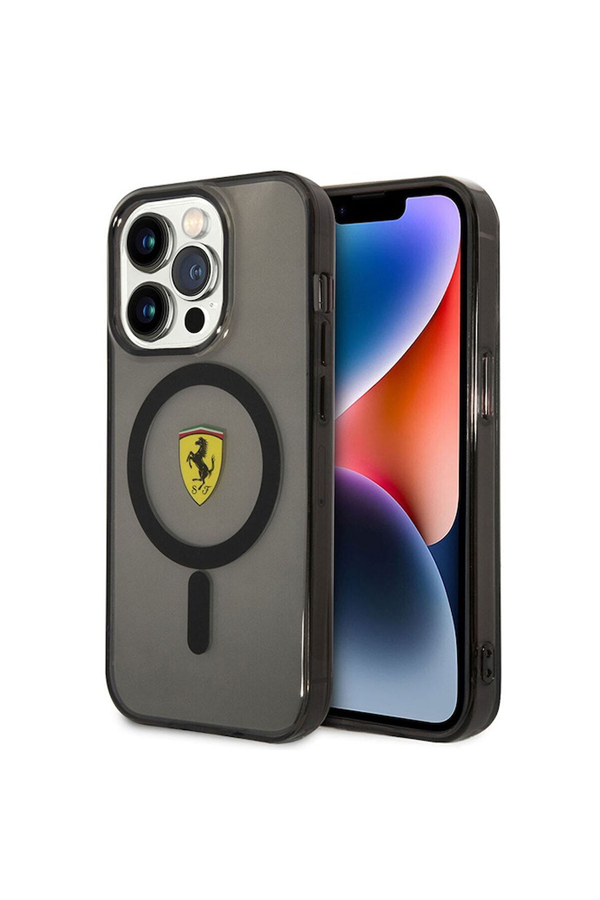 Apple iPhone 14 Pro Uyumlu Kılıf Ferrari Magsafe Şarj Özellikli Yarı Transparan Dizayn Kapak