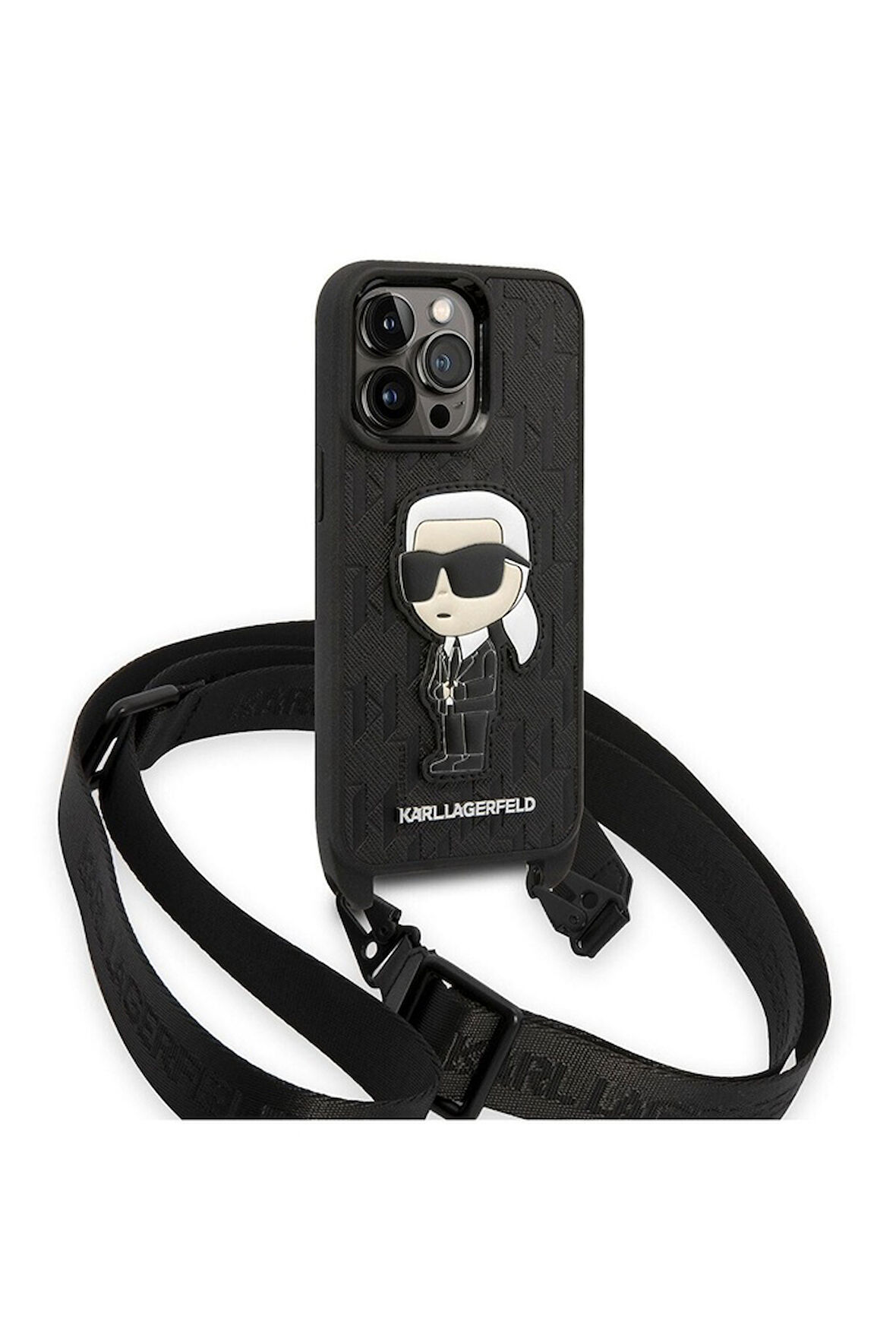 Apple iPhone 14 Pro Uyumlu Kılıf Karl Lagerfeld Boyun Askılı Karl Dizayn Kapak