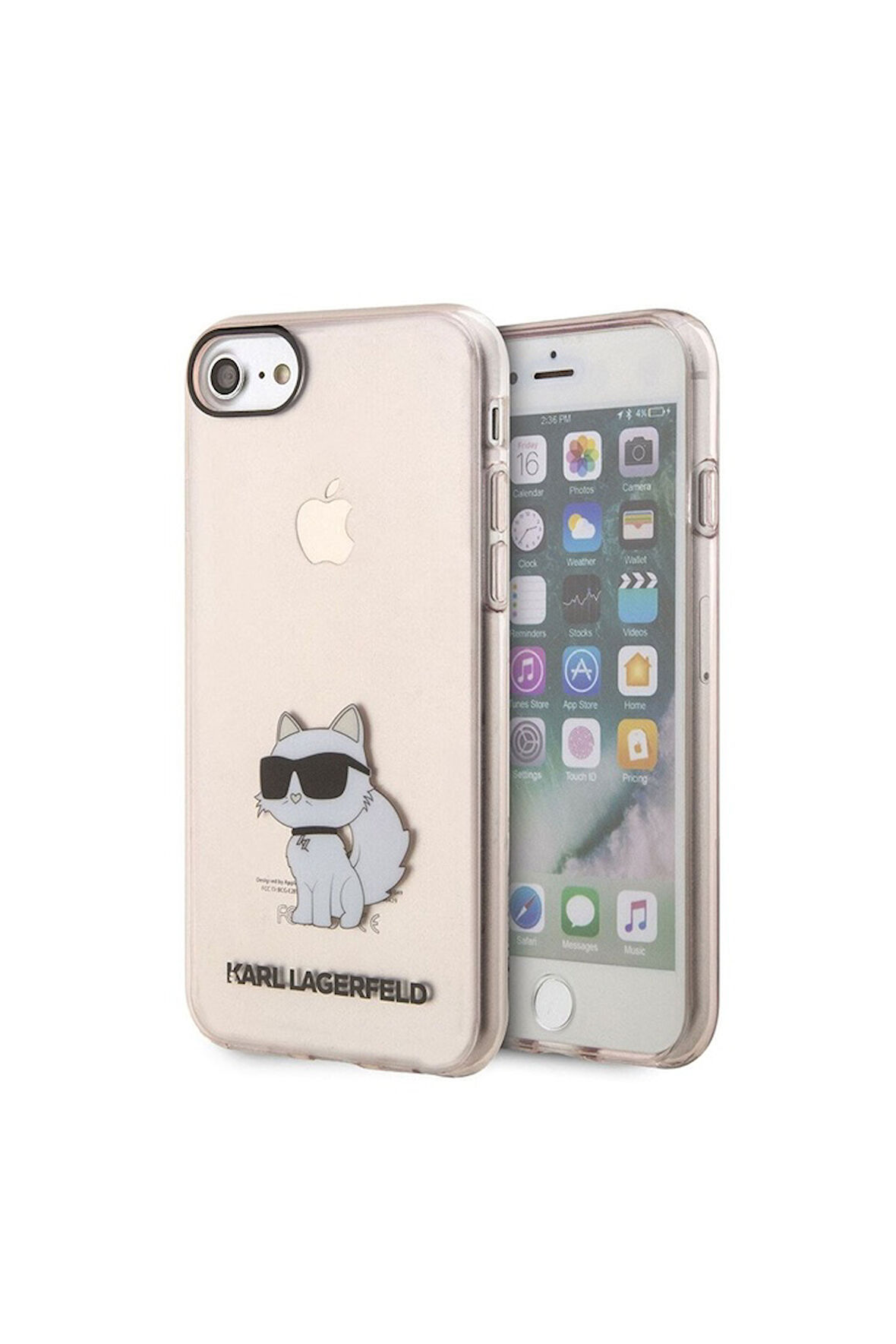 Apple iPhone 7 Uyumlu Kılıf Karl Lagerfeld Transparan Choupette Dizayn Kapak