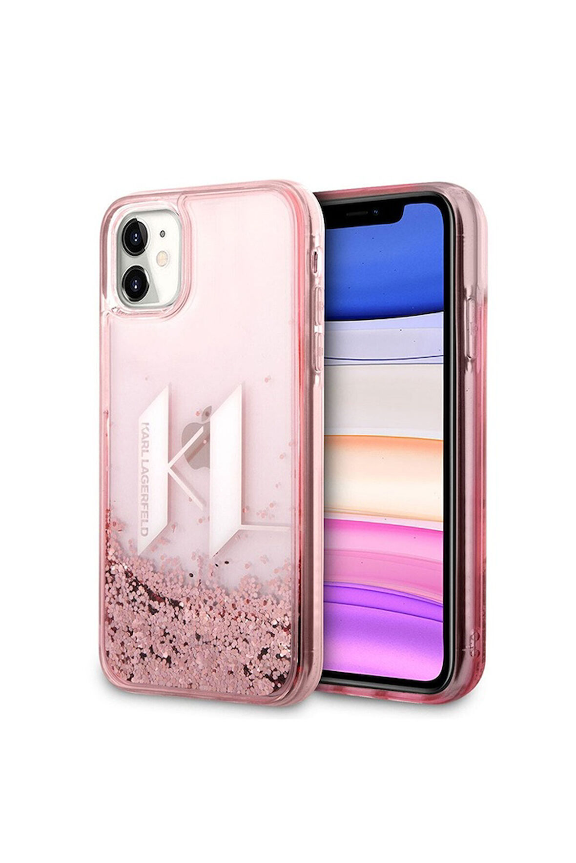 Apple iPhone 11 Uyumlu Kılıf Karl Lagerfeld Sıvılı Simli Dizayn Kapak