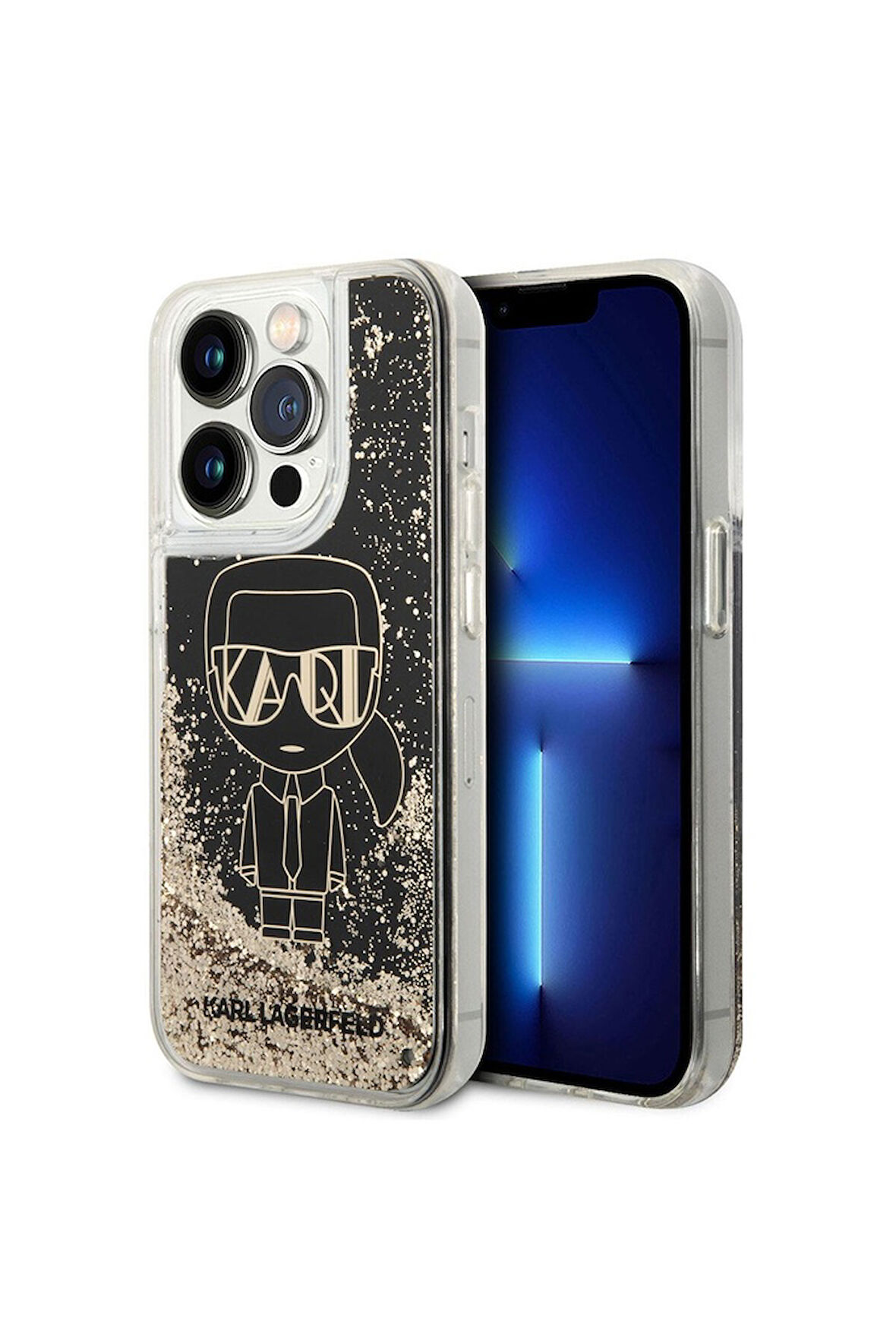 Apple iPhone 14 Pro Max Uyumlu Kılıf Karl Lagerfeld Sıvılı Simli Gatsby Dizayn Kapak