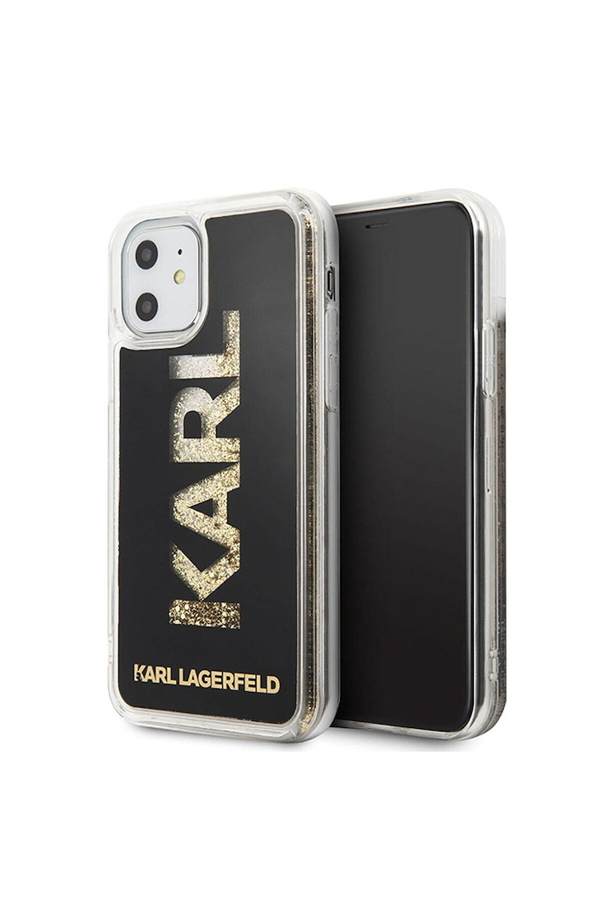 Apple iPhone 11 Uyumlu Kılıf Karl Lagerfeld Sıvılı Simli Logo Dizayn Kapak