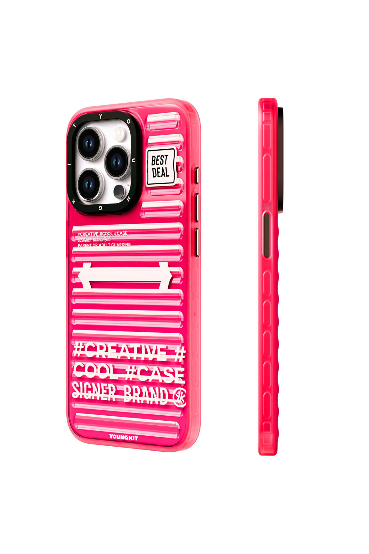 iPhone 15 Pro Max Uyumlu Kılıf Youngkit Luggage Firefly Serisi Kapak Pembe